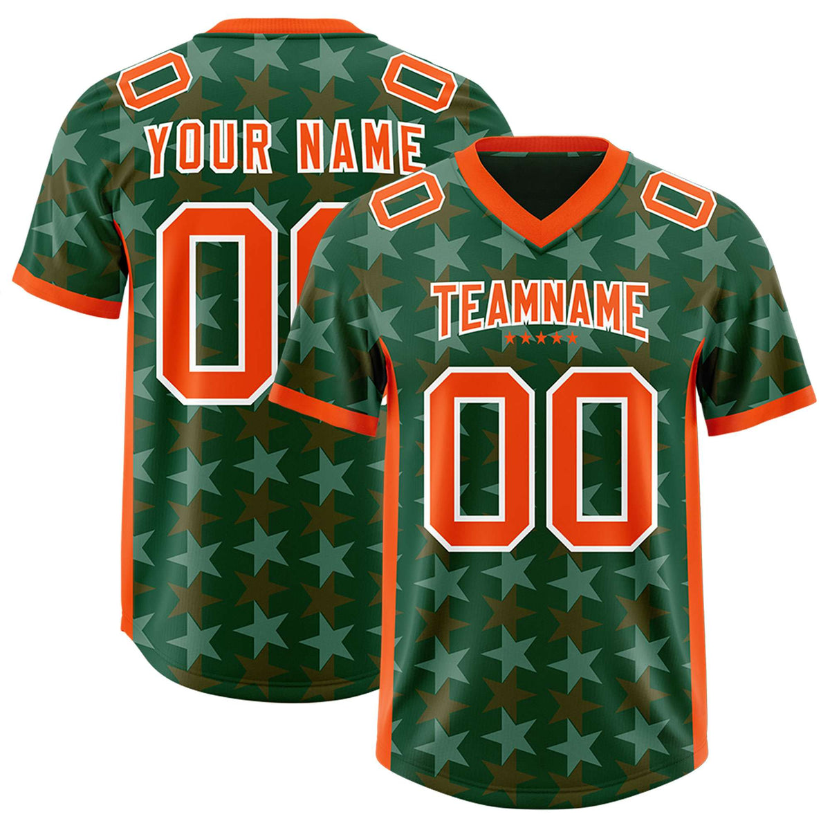 Custom Green Orange Personalized All Star Graffiti Pattern Authentic Football Jersey