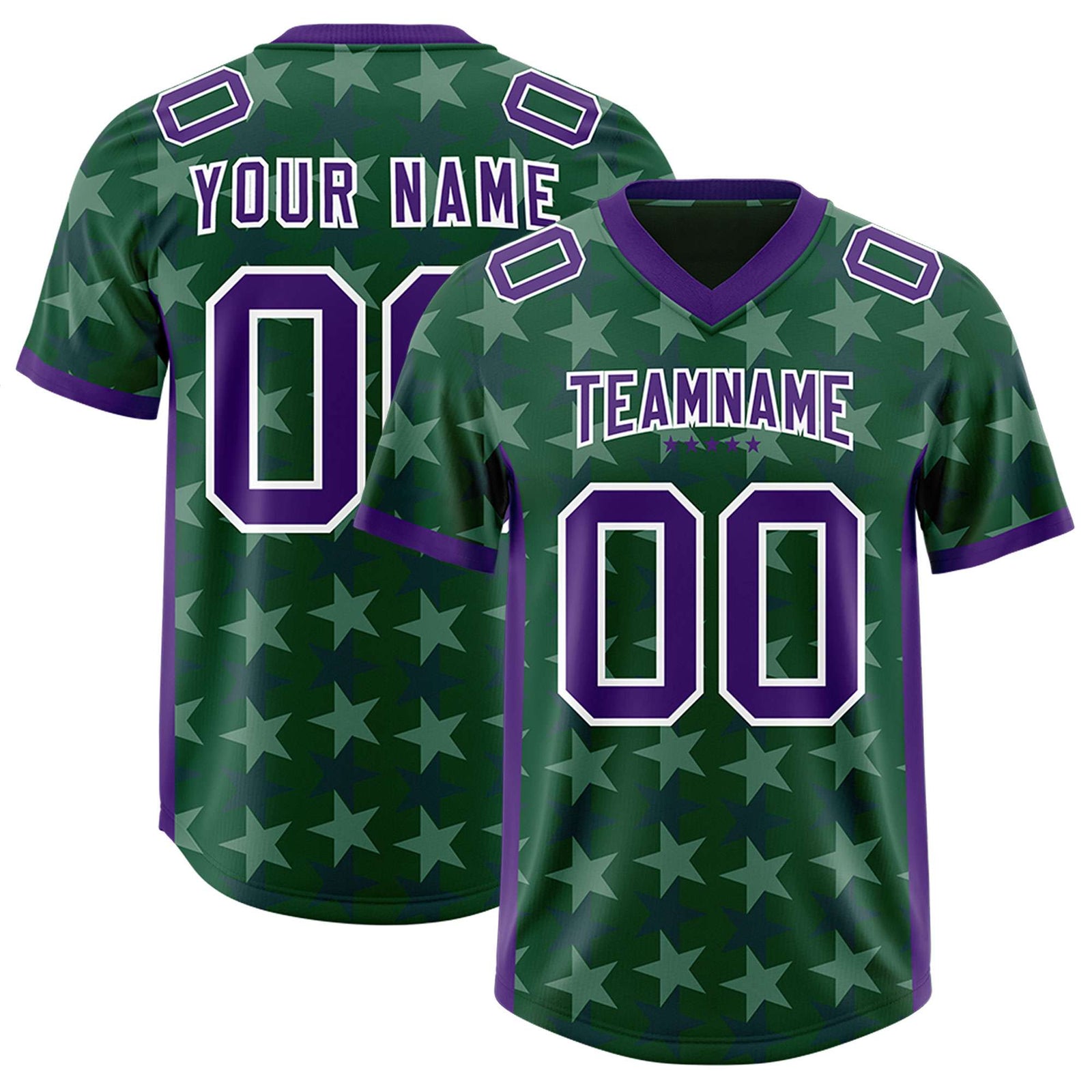 Custom Green Purple Personalized All Star Graffiti Pattern Authentic Football Jersey