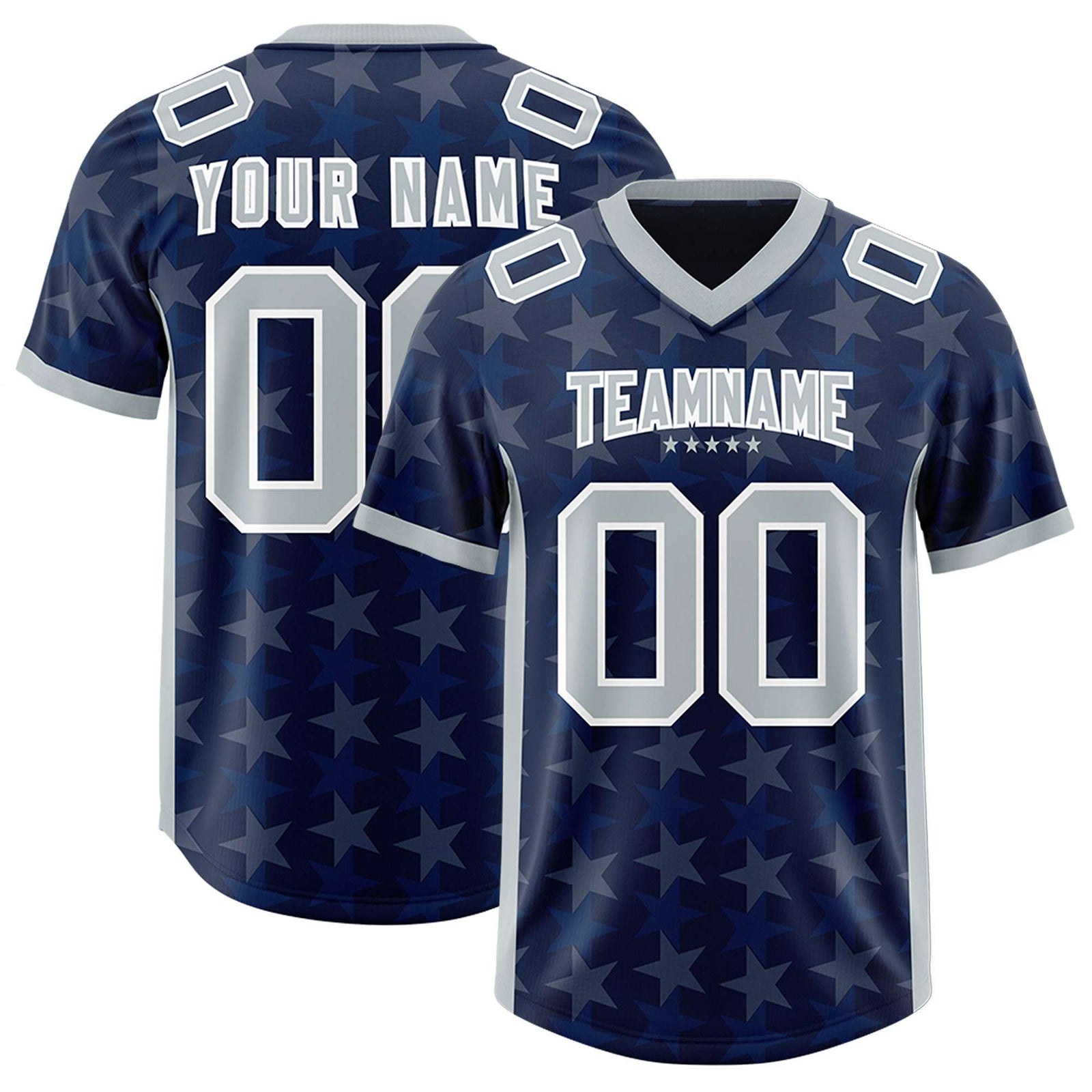 Custom Navy Grey Personalized All Star Graffiti Pattern Authentic Football Jersey