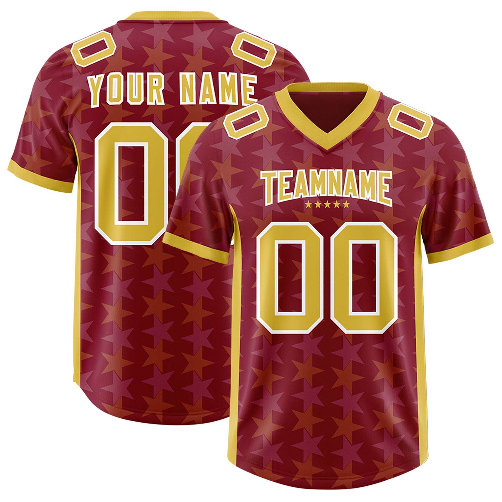 Custom Crimson Gold Personalized All Star Graffiti Pattern Authentic Football Jersey