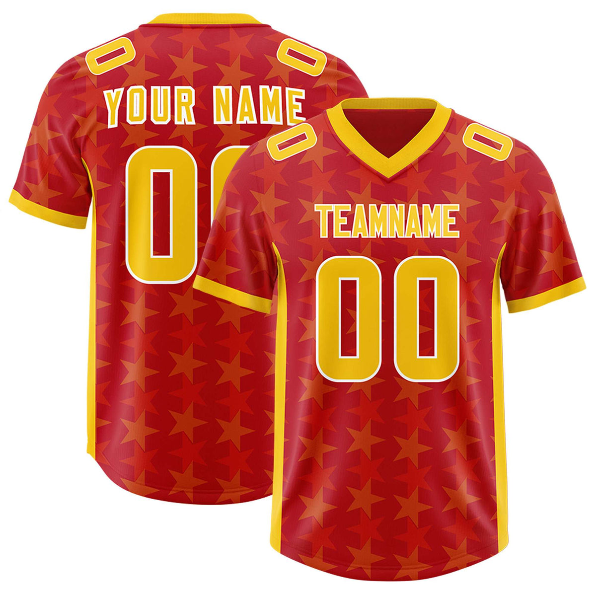 Custom Red Yellow Personalized All Star Graffiti Pattern Authentic Football Jersey