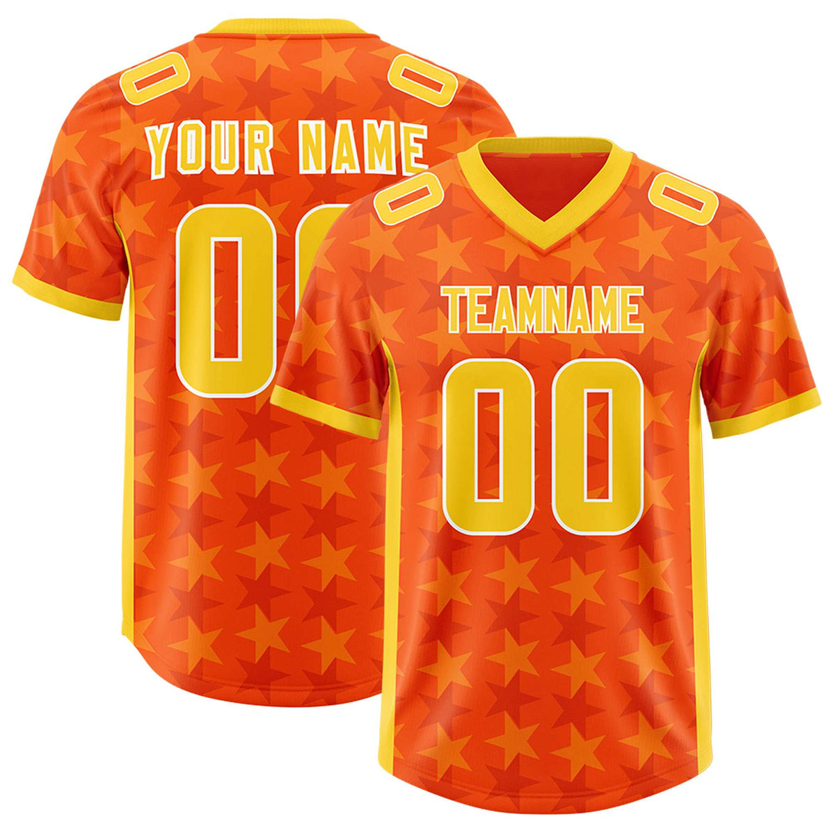 Custom Orange Gold Personalized All Star Graffiti Pattern Authentic Football Jersey