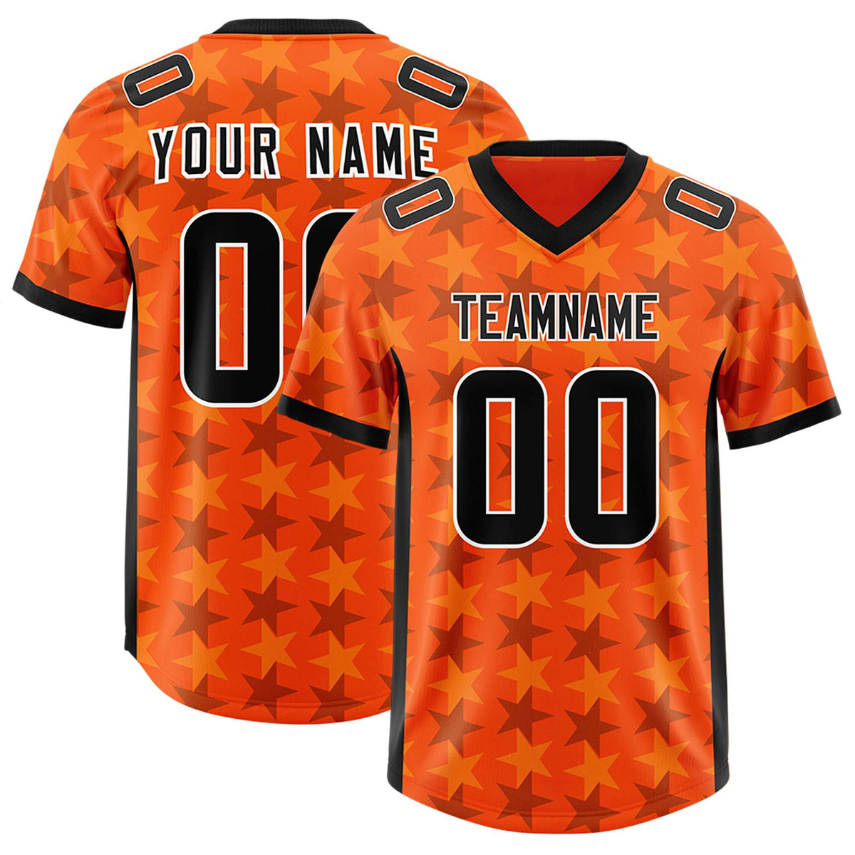 Custom Orange Black Personalized All Star Graffiti Pattern Authentic Football Jersey