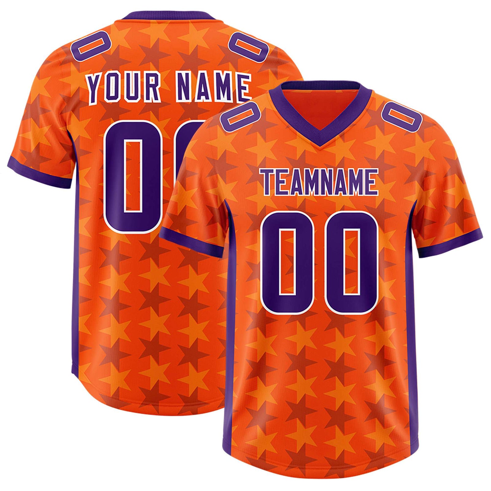 Custom Orange Purple Personalized All Star Graffiti Pattern Authentic Football Jersey