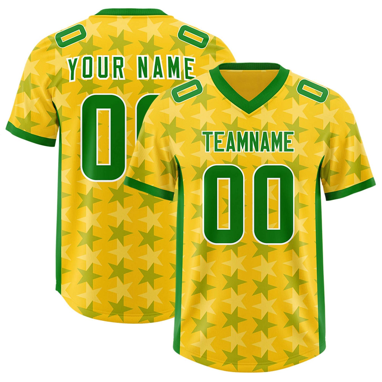 Custom Gold Kelly Green Personalized All Star Graffiti Pattern Authentic Football Jersey