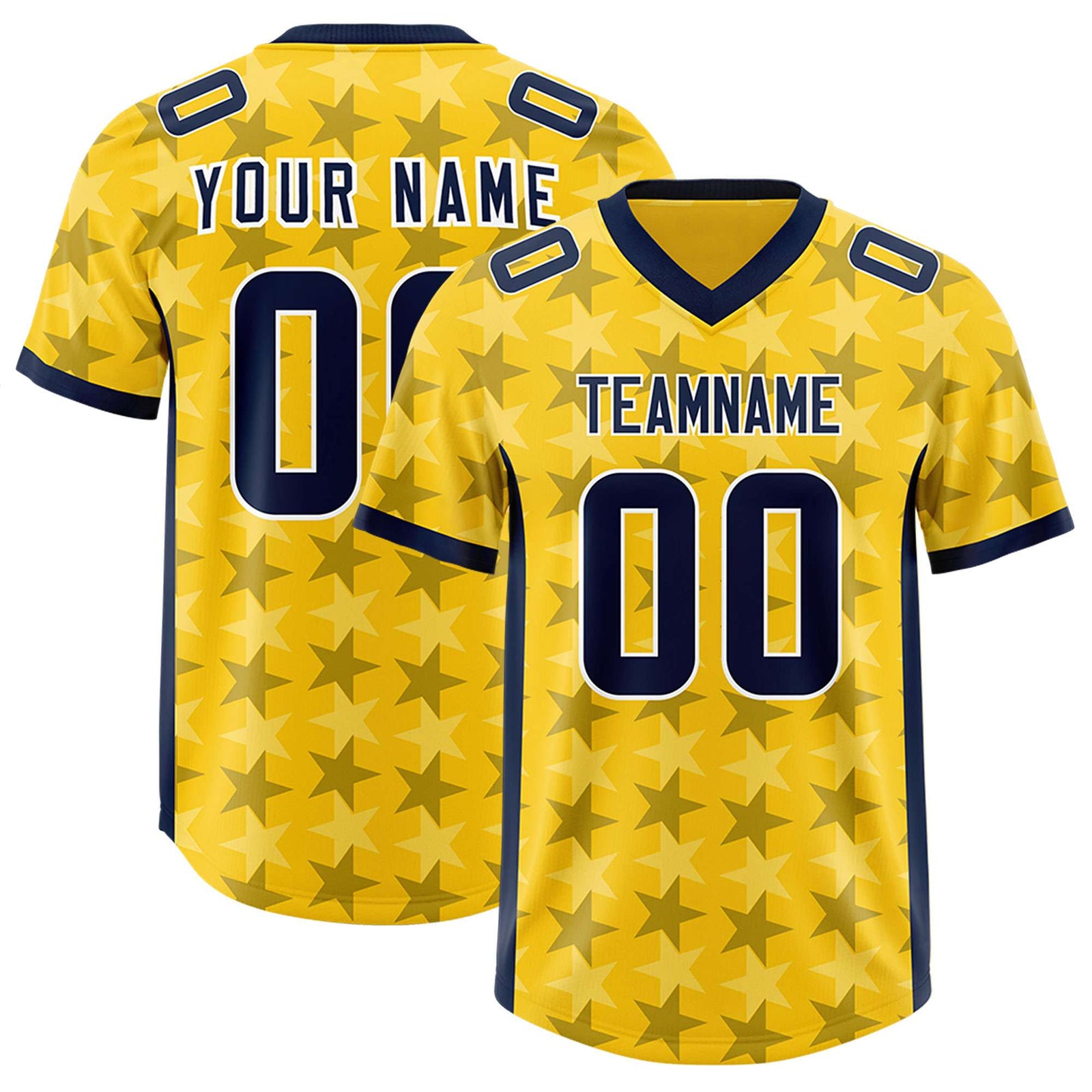 Custom Gold Navy Personalized All Star Graffiti Pattern Authentic Football Jersey