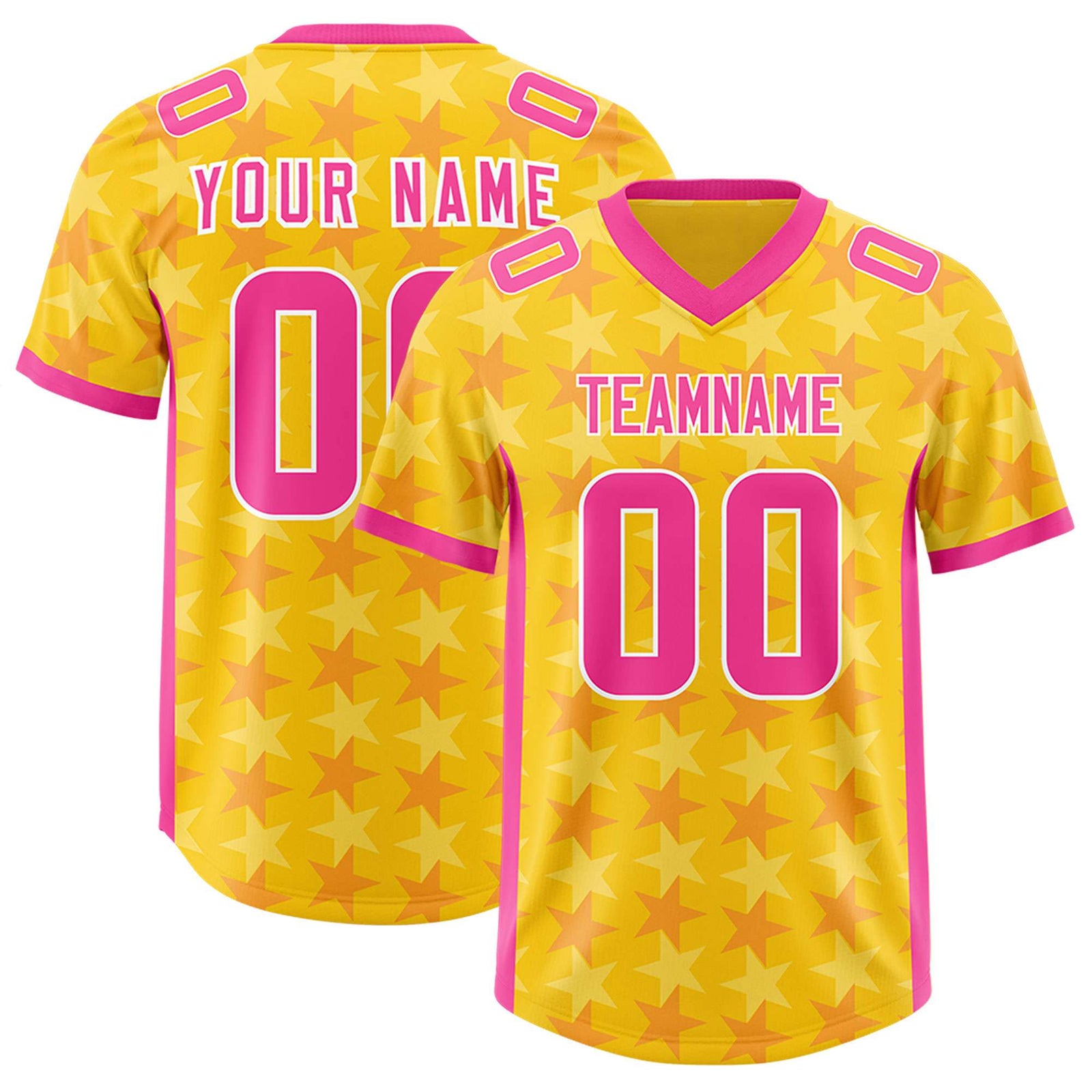 Custom Gold Pink Personalized All Star Graffiti Pattern Authentic Football Jersey