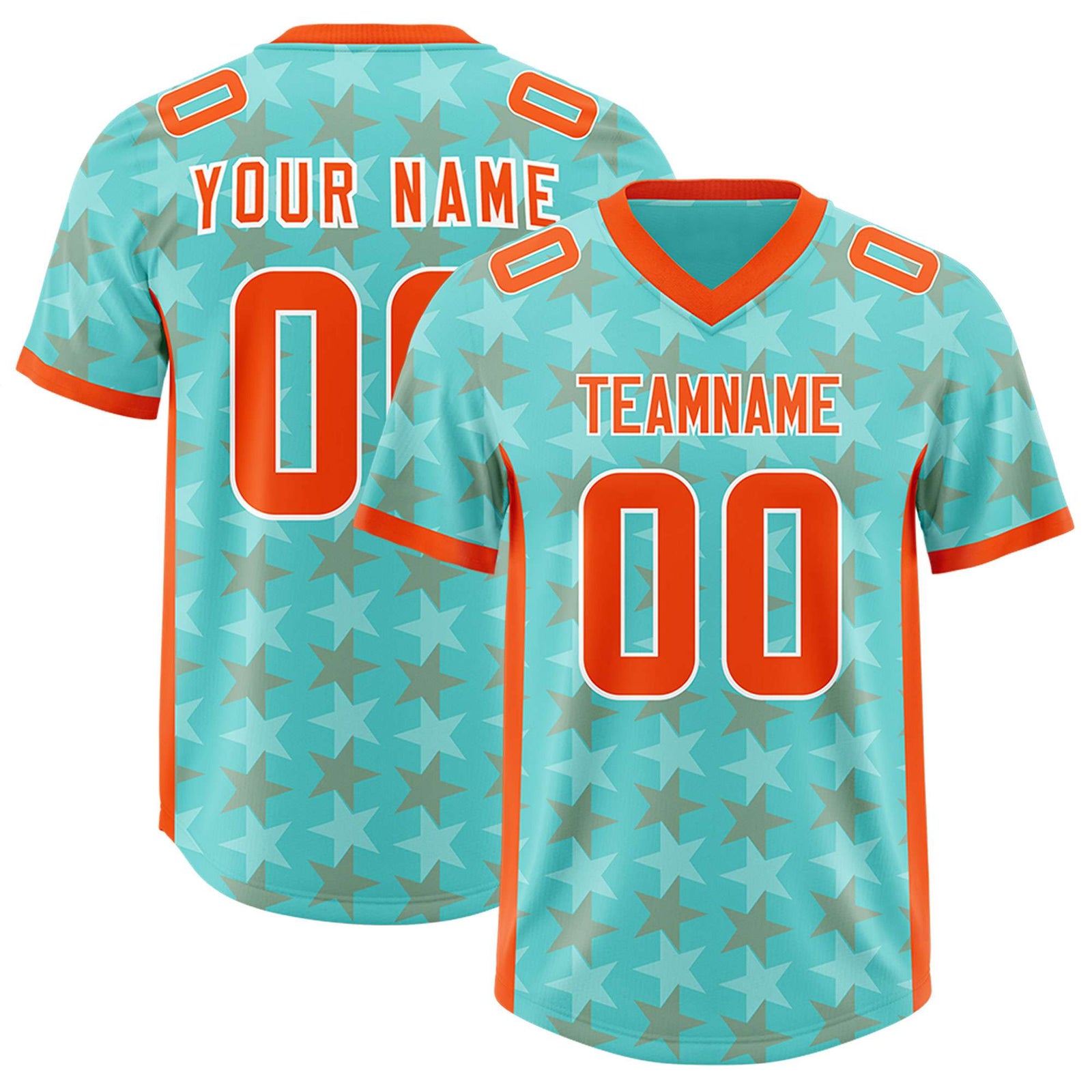 Custom Bright Green Orange Personalized All Star Graffiti Pattern Authentic Football Jersey