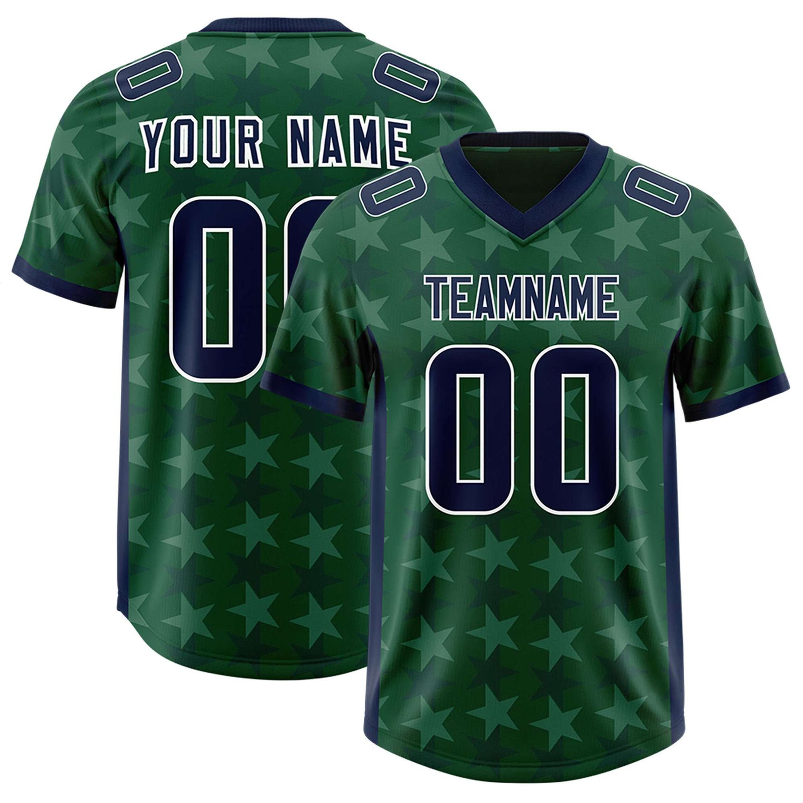Custom Green Navy Personalized All Star Graffiti Pattern Authentic Football Jersey