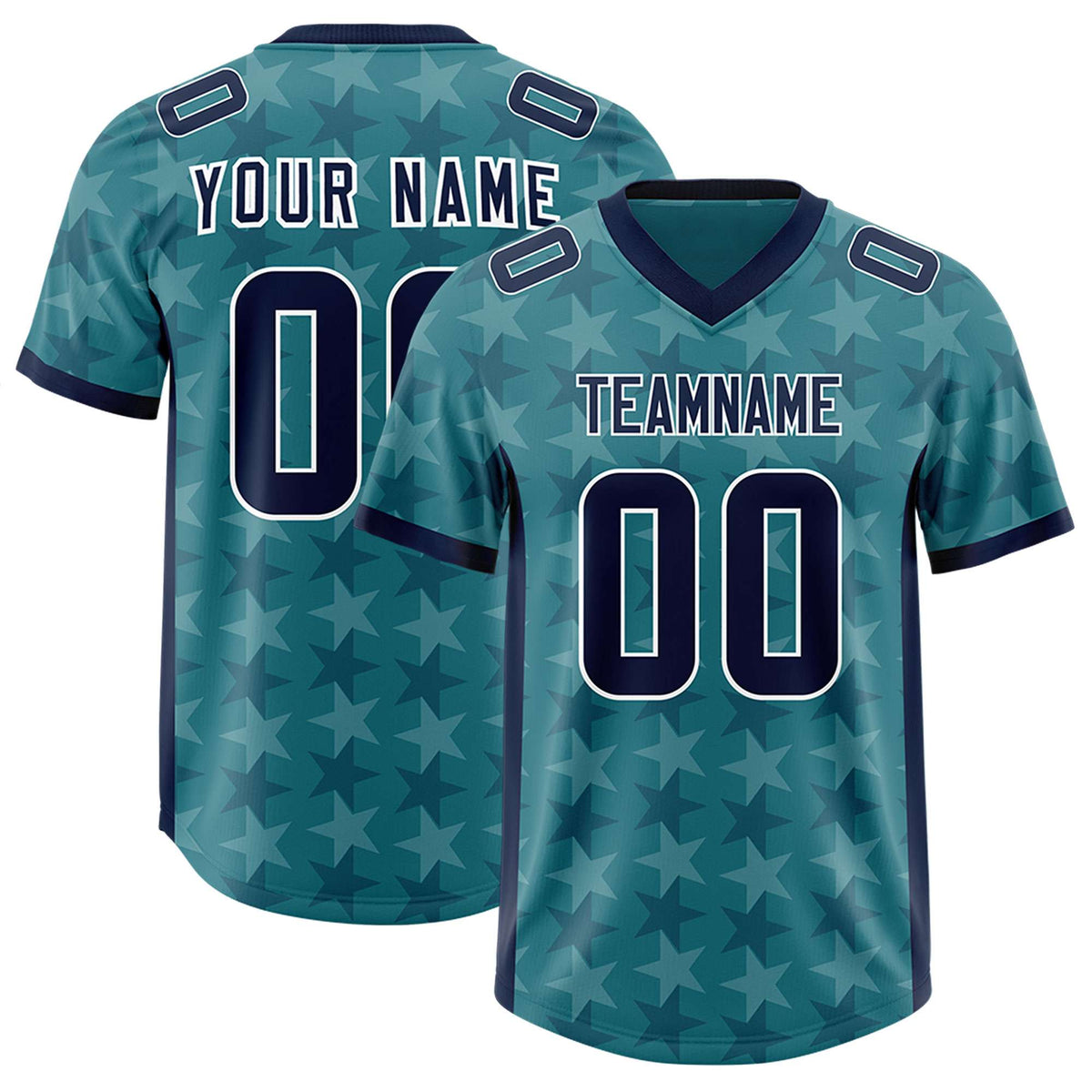 Custom Aqua Navy Personalized All Star Graffiti Pattern Authentic Football Jersey