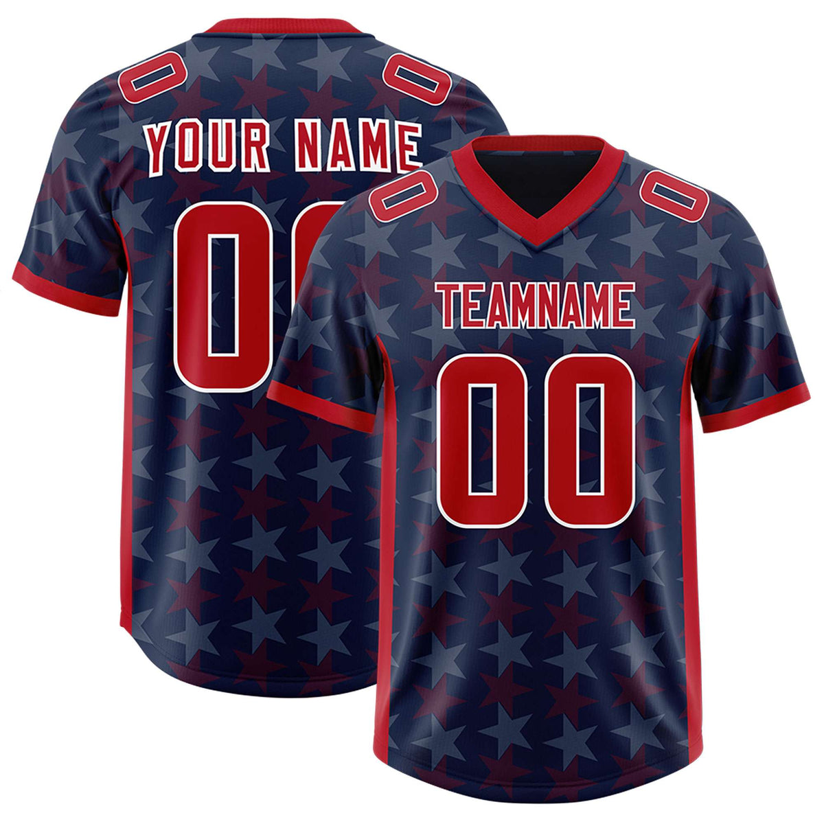 Custom Navy Red Personalized All Star Graffiti Pattern Authentic Football Jersey