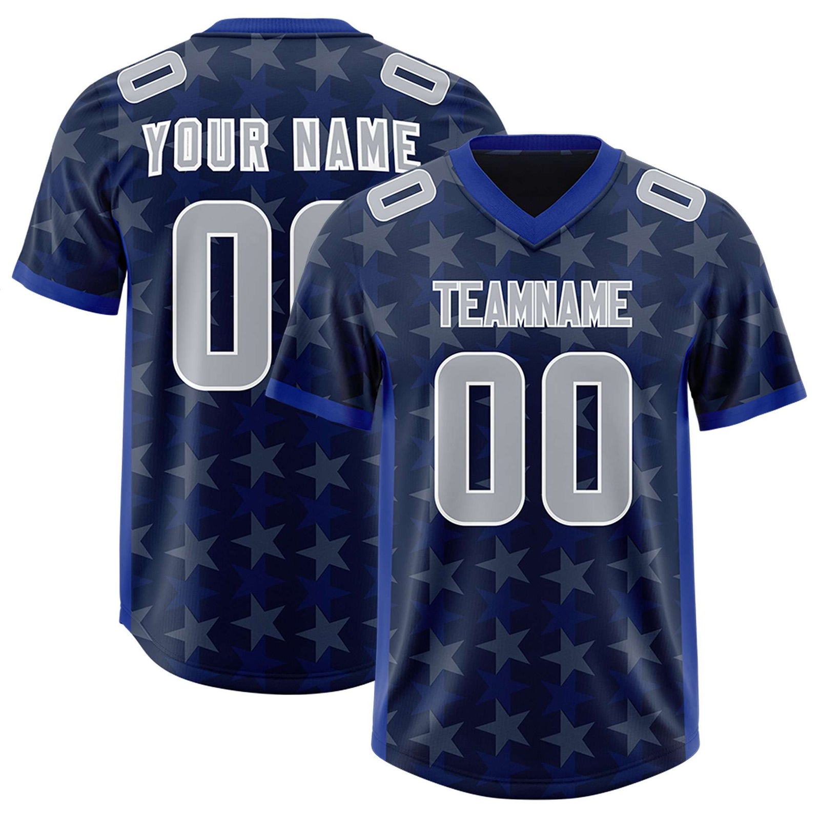 Custom Navy Royal Personalized All Star Graffiti Pattern Authentic Football Jersey
