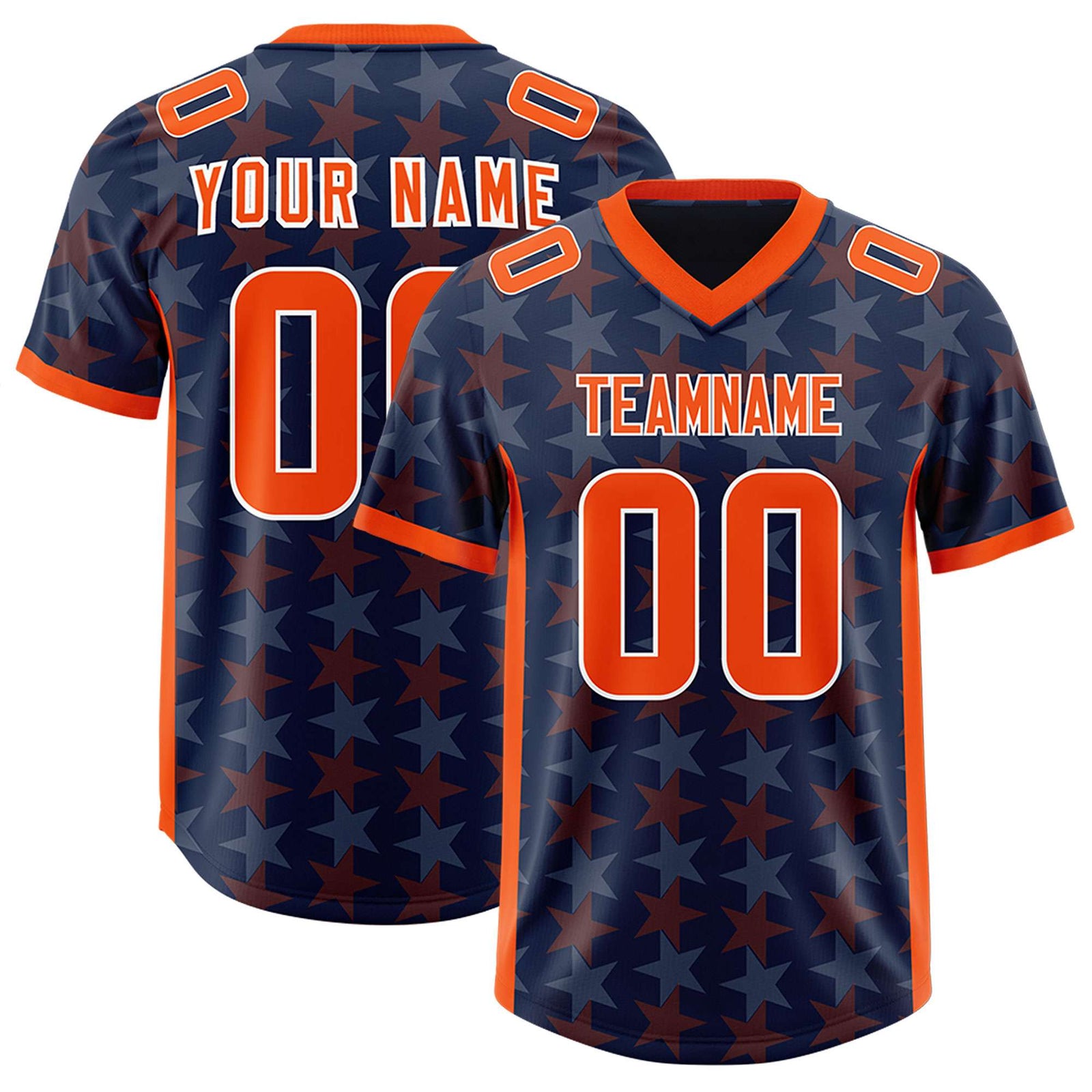 Custom Navy Orange Personalized All Star Graffiti Pattern Authentic Football Jersey