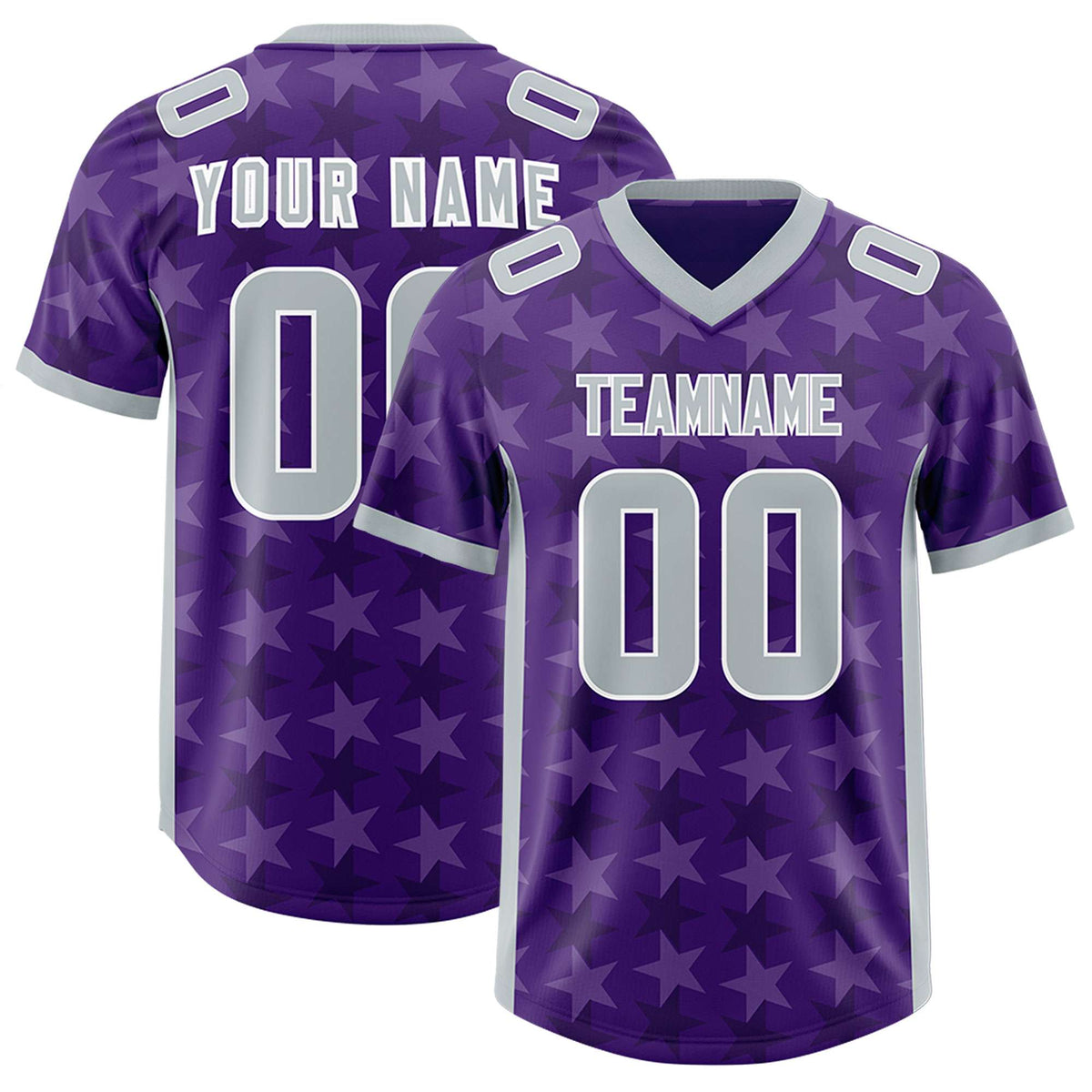 Custom Purple Grey Personalized All Star Graffiti Pattern Authentic Football Jersey
