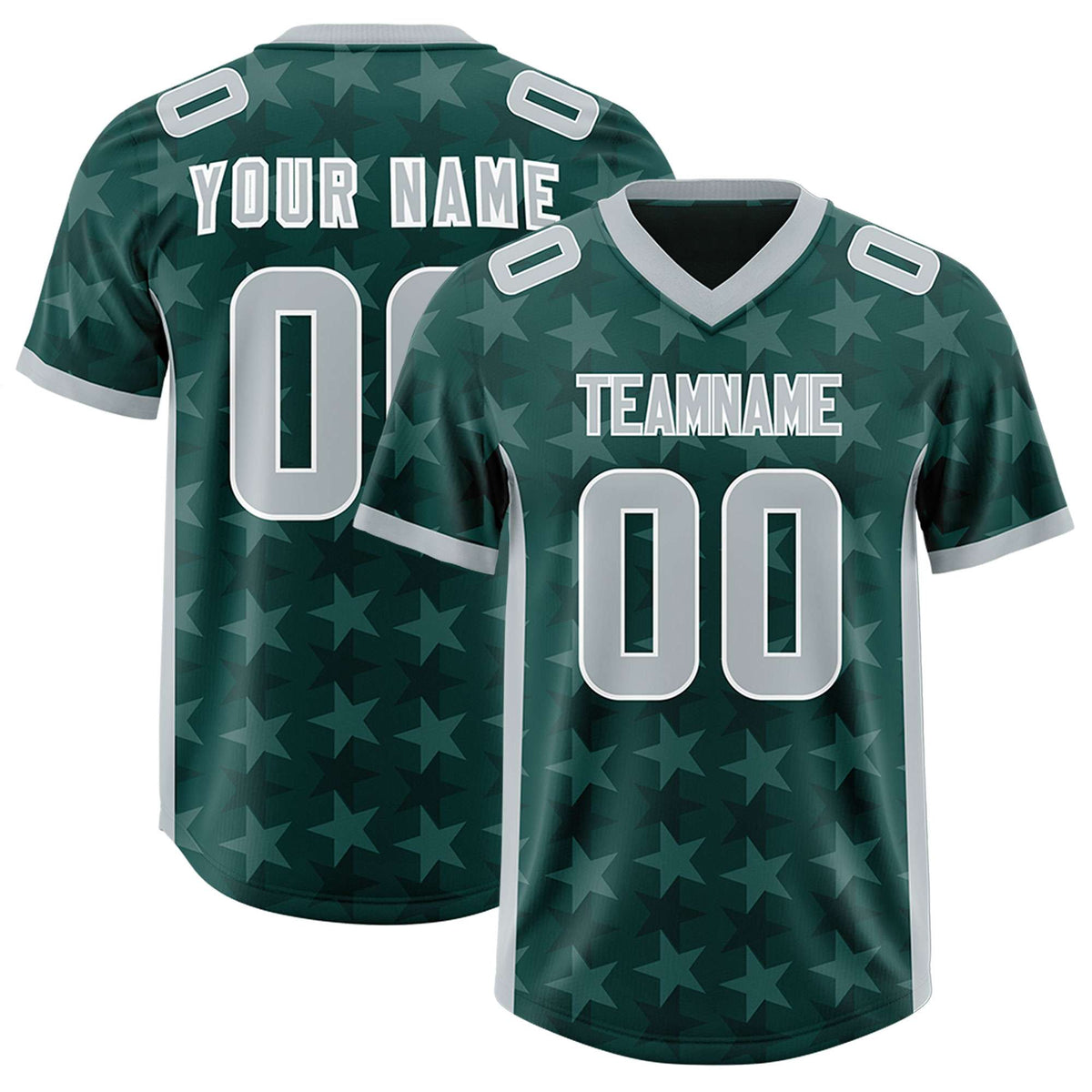 Custom Midnight Green Grey Personalized All Star Graffiti Pattern Authentic Football Jersey