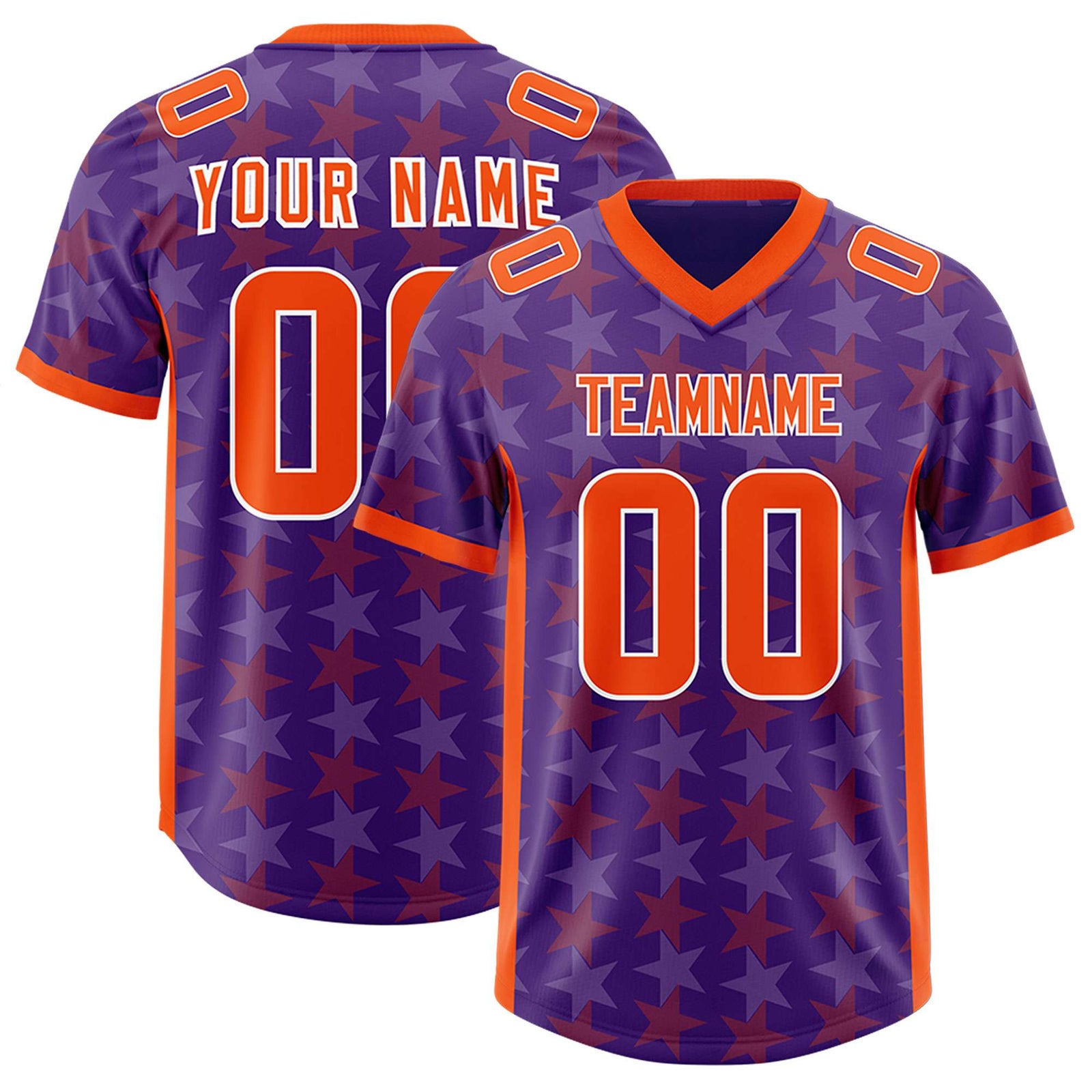 Custom Purple Orange Personalized All Star Graffiti Pattern Authentic Football Jersey