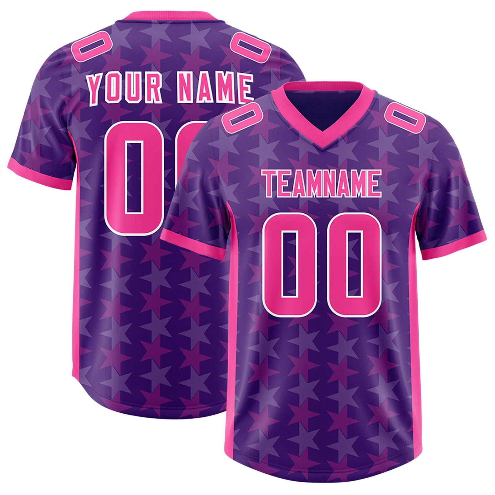 Custom Purple Pink Personalized All Star Graffiti Pattern Authentic Football Jersey