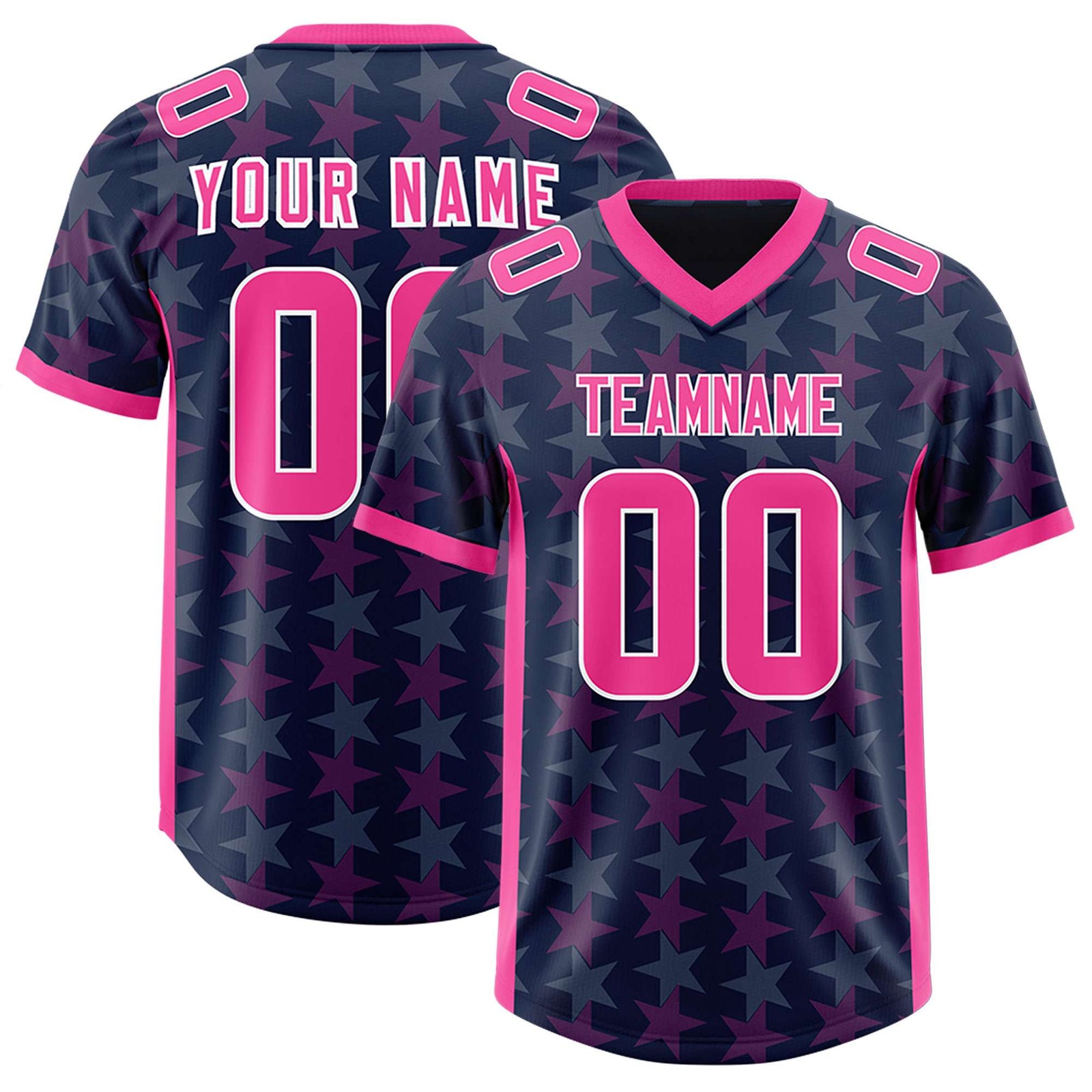 Custom Navy Pink Personalized All Star Graffiti Pattern Authentic Football Jersey