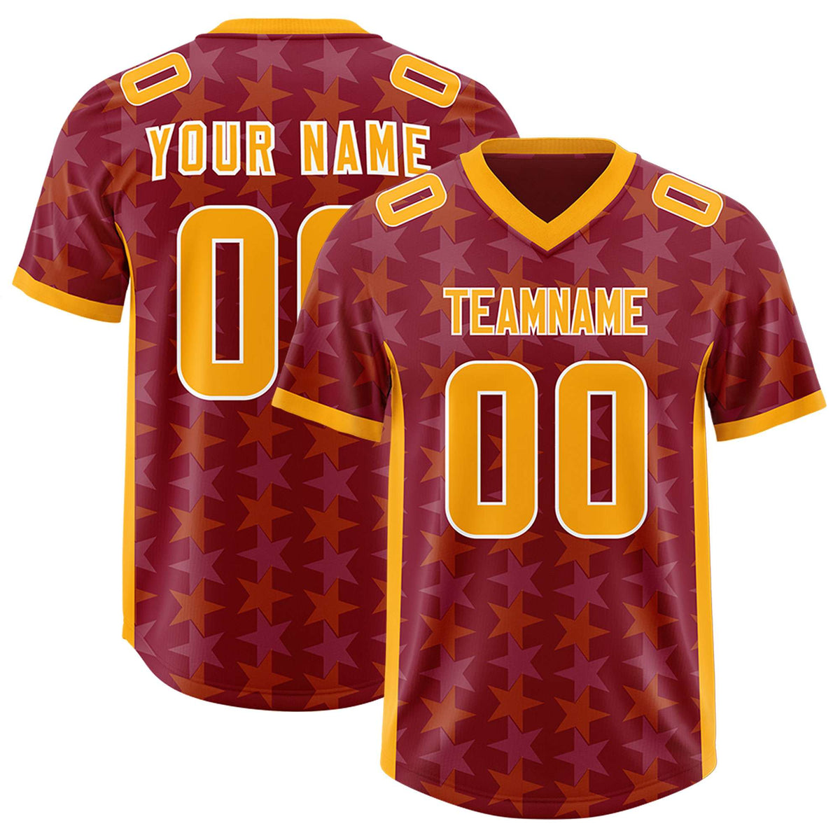 Custom Crimson Yellow Personalized All Star Graffiti Pattern Authentic Football Jersey