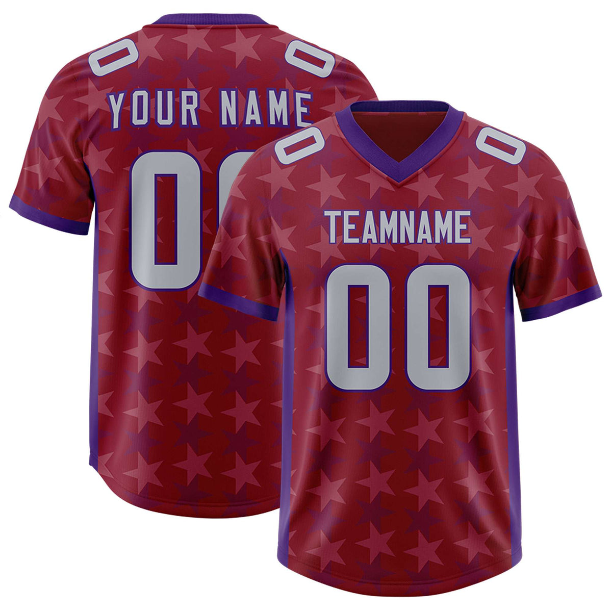 Custom Crimson Purple Personalized All Star Graffiti Pattern Authentic Football Jersey