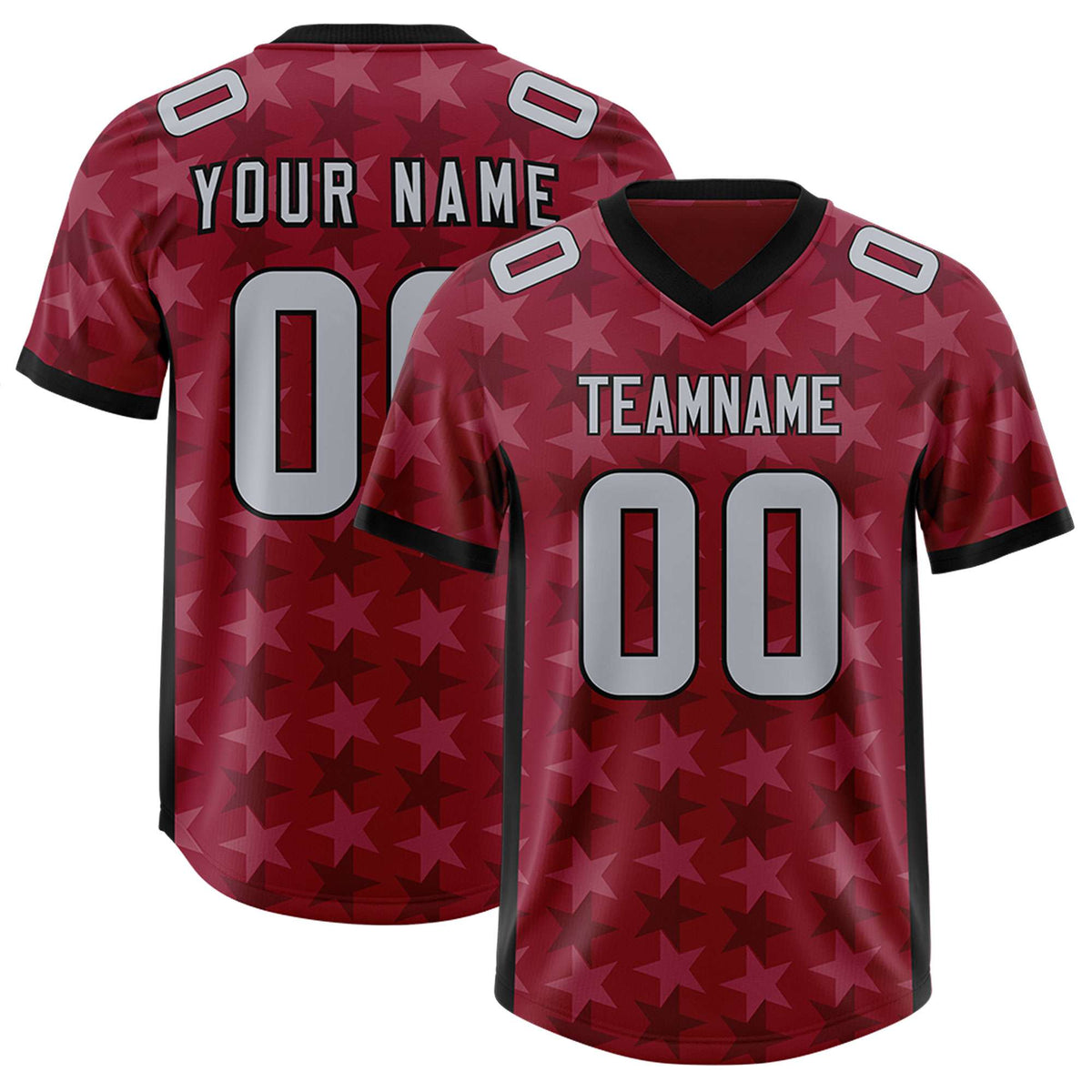 Custom Crimson Black Personalized All Star Graffiti Pattern Authentic Football Jersey