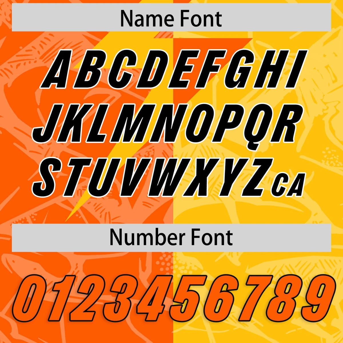 Custom Orange Yellow Split Personalized Lightning Pattern Football Jersey