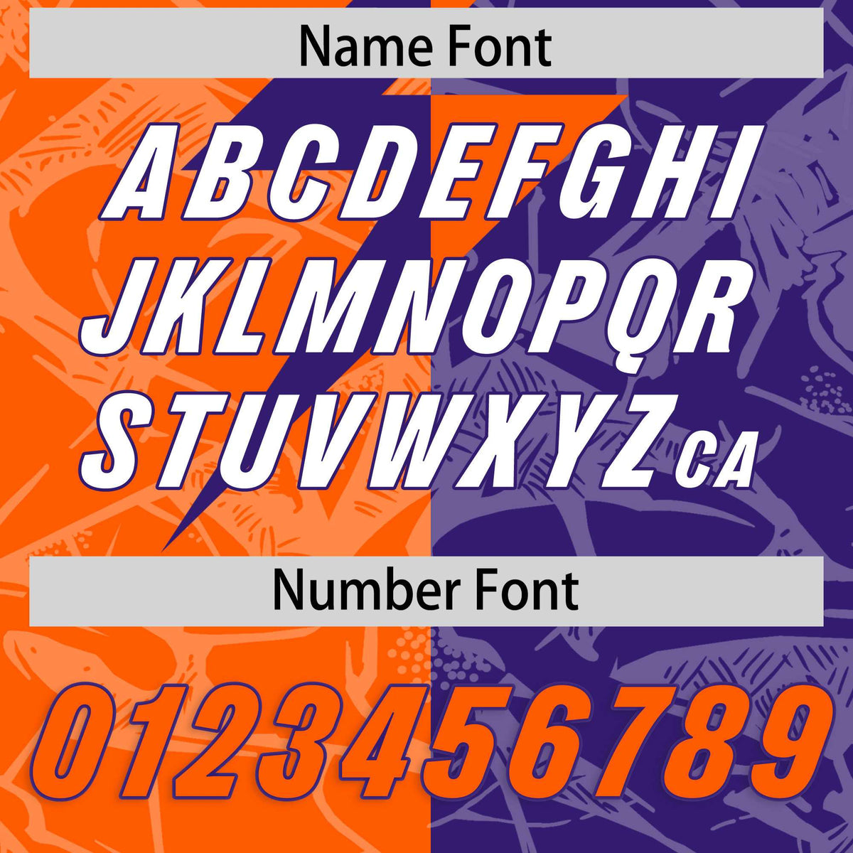 Custom Orange Purple Split Personalized Lightning Pattern Football Jersey