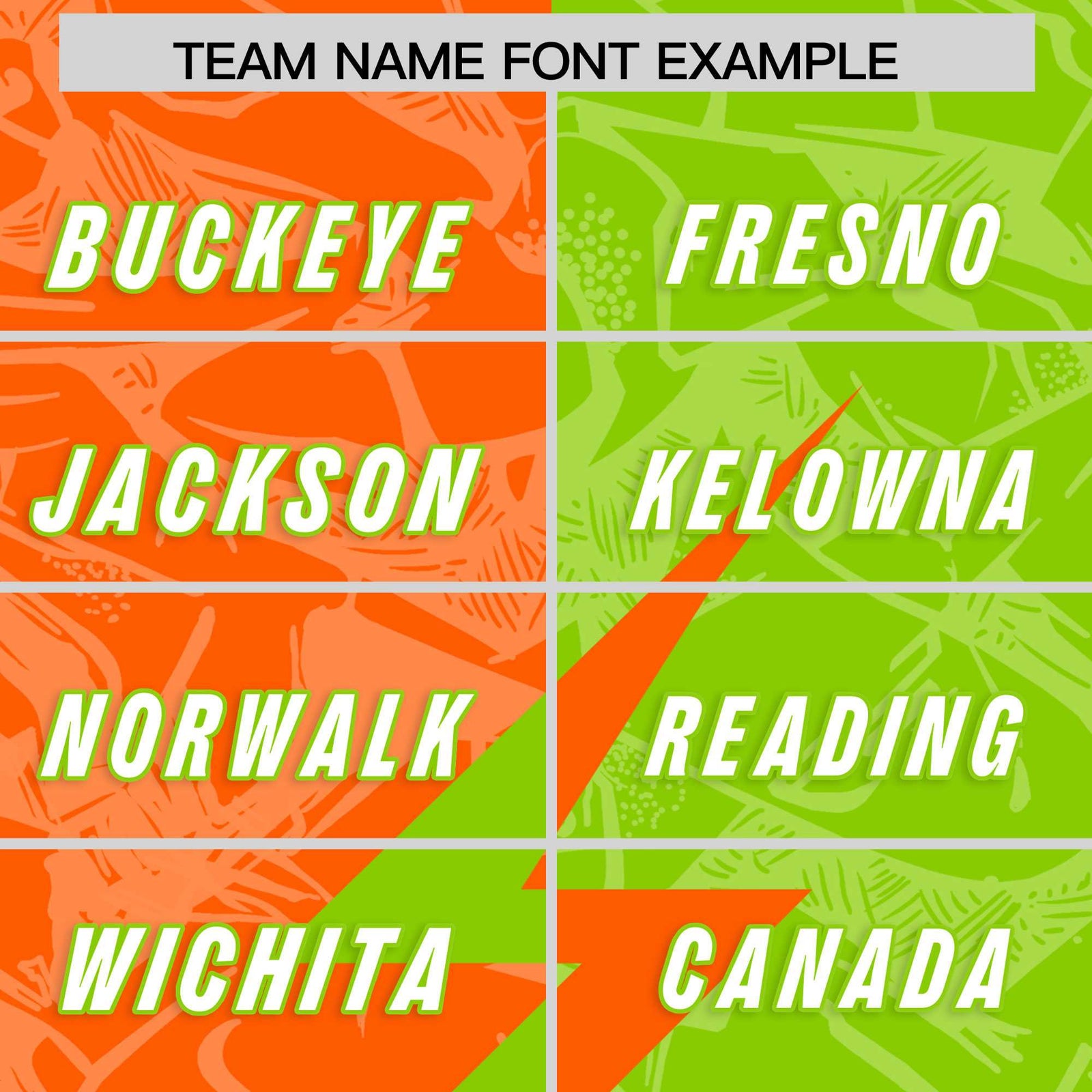 Custom Neon Green Orange Split Personalized Lightning Pattern Football Jersey