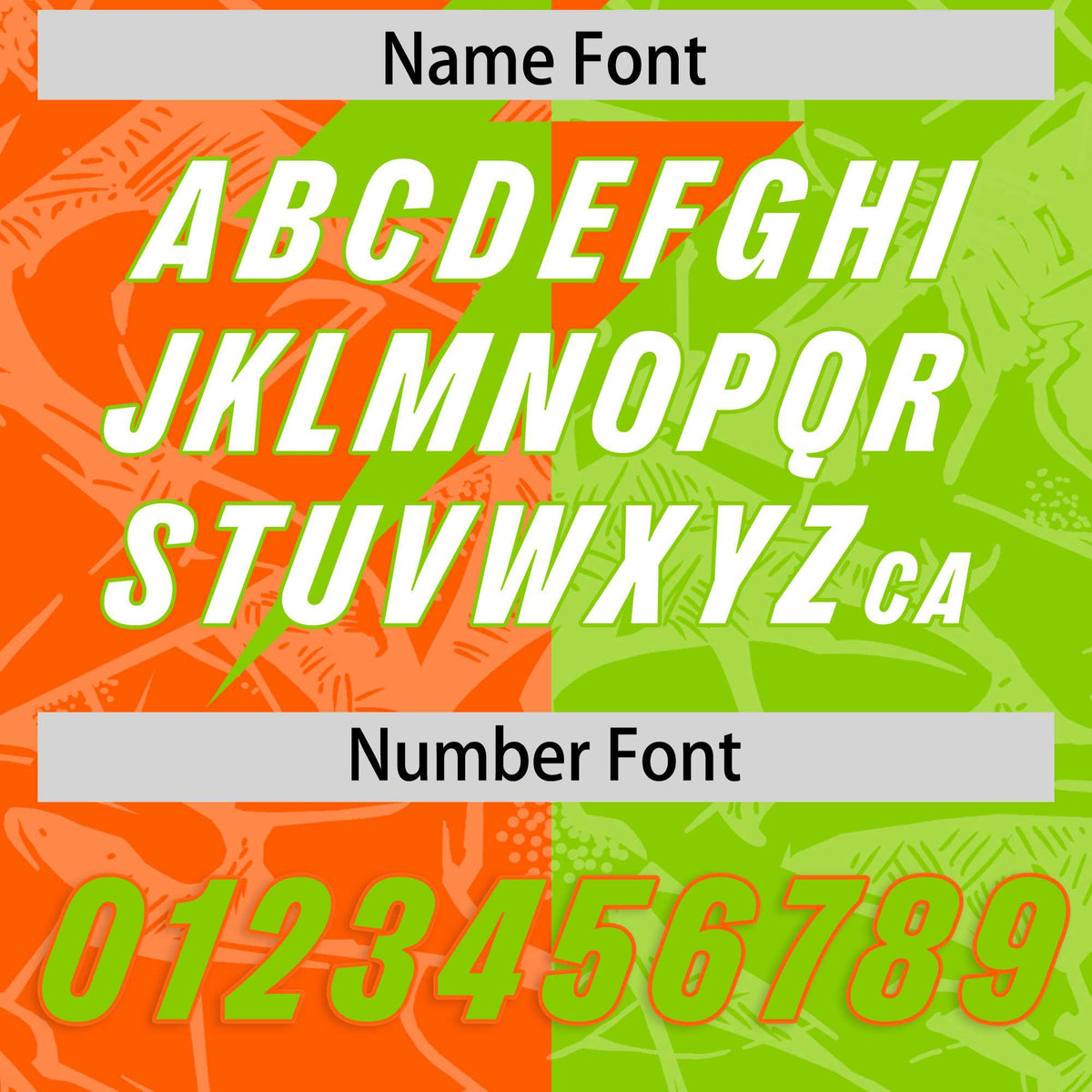 Custom Neon Green Orange Split Personalized Lightning Pattern Football Jersey