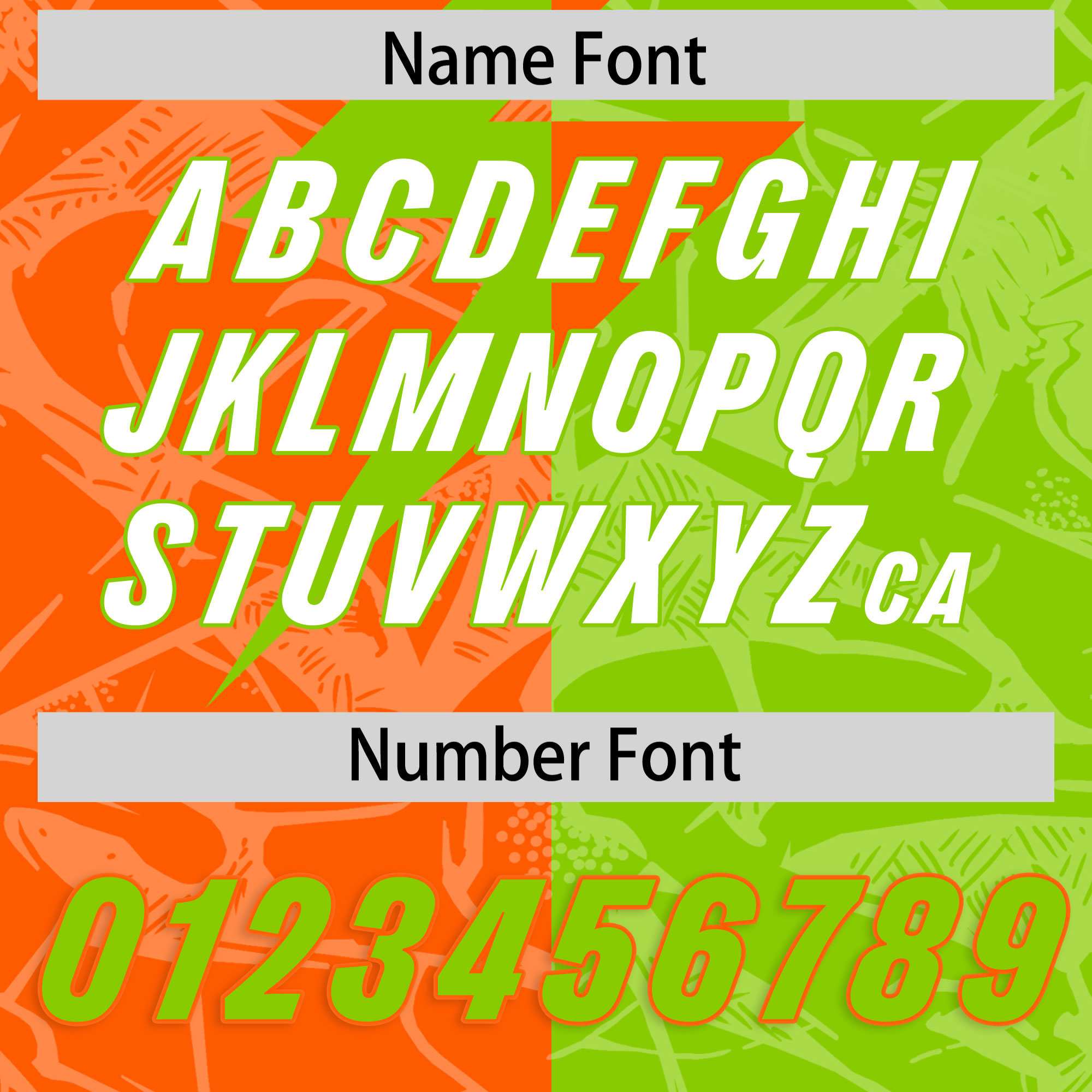 Custom Neon Green Orange Split Personalized Lightning Pattern Football Jersey