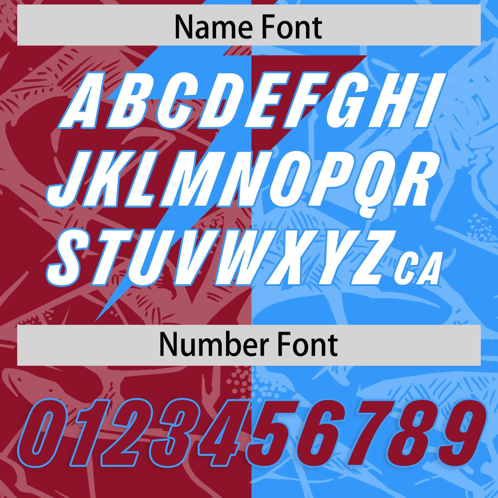 Custom Light Blue Cardinal Split Personalized Lightning Pattern Football Jersey