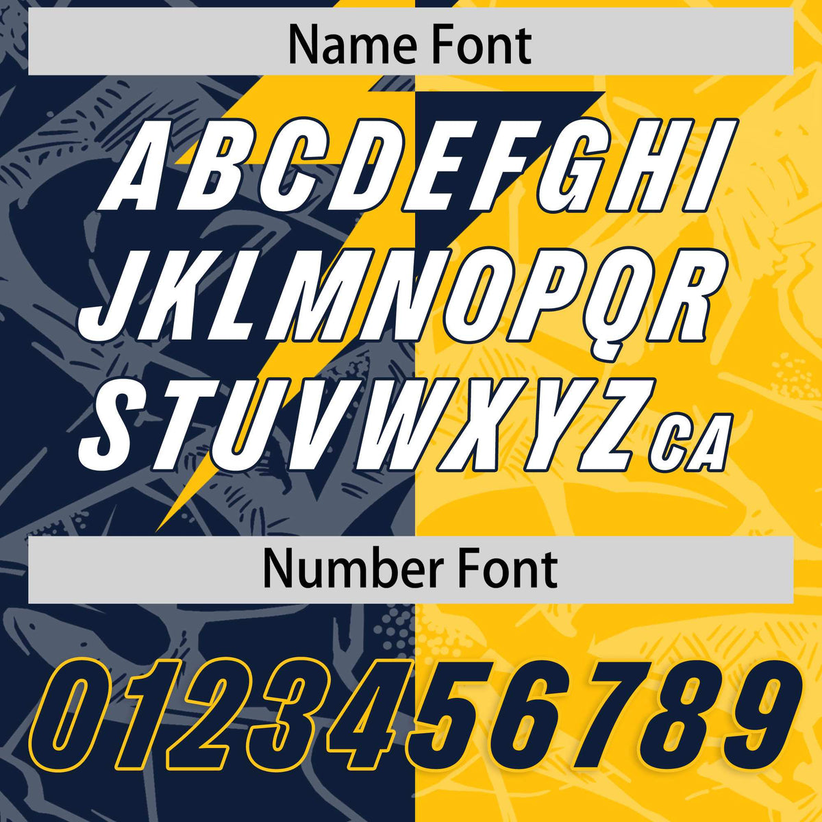 Custom Gold Navy Split Personalized Lightning Pattern Football Jersey