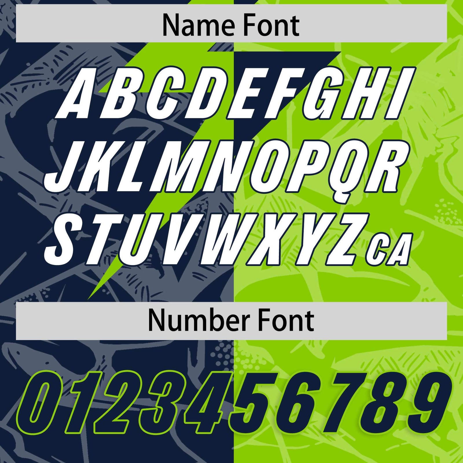 Custom Neon Green Navy Split Personalized Lightning Pattern Football Jersey