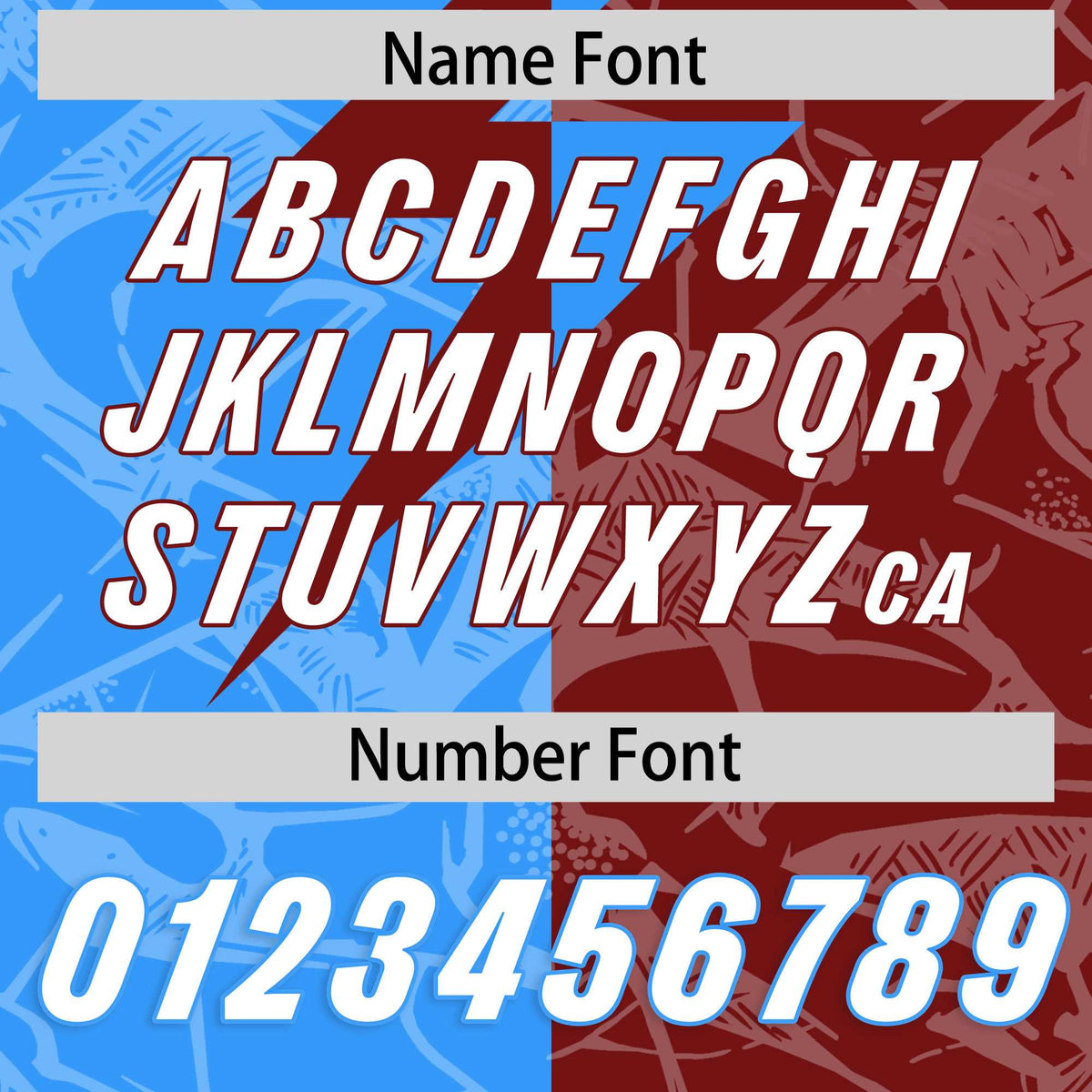 Custom Crimson Light Blue Split Personalized Lightning Pattern Football Jersey