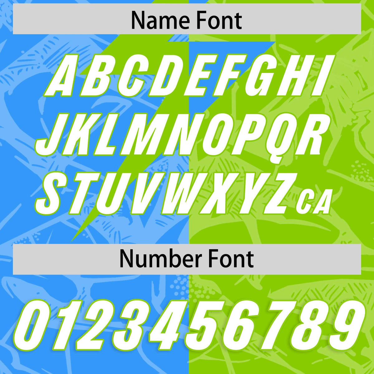 Custom Neon Green Light Blue Split Personalized Lightning Pattern Football Jersey