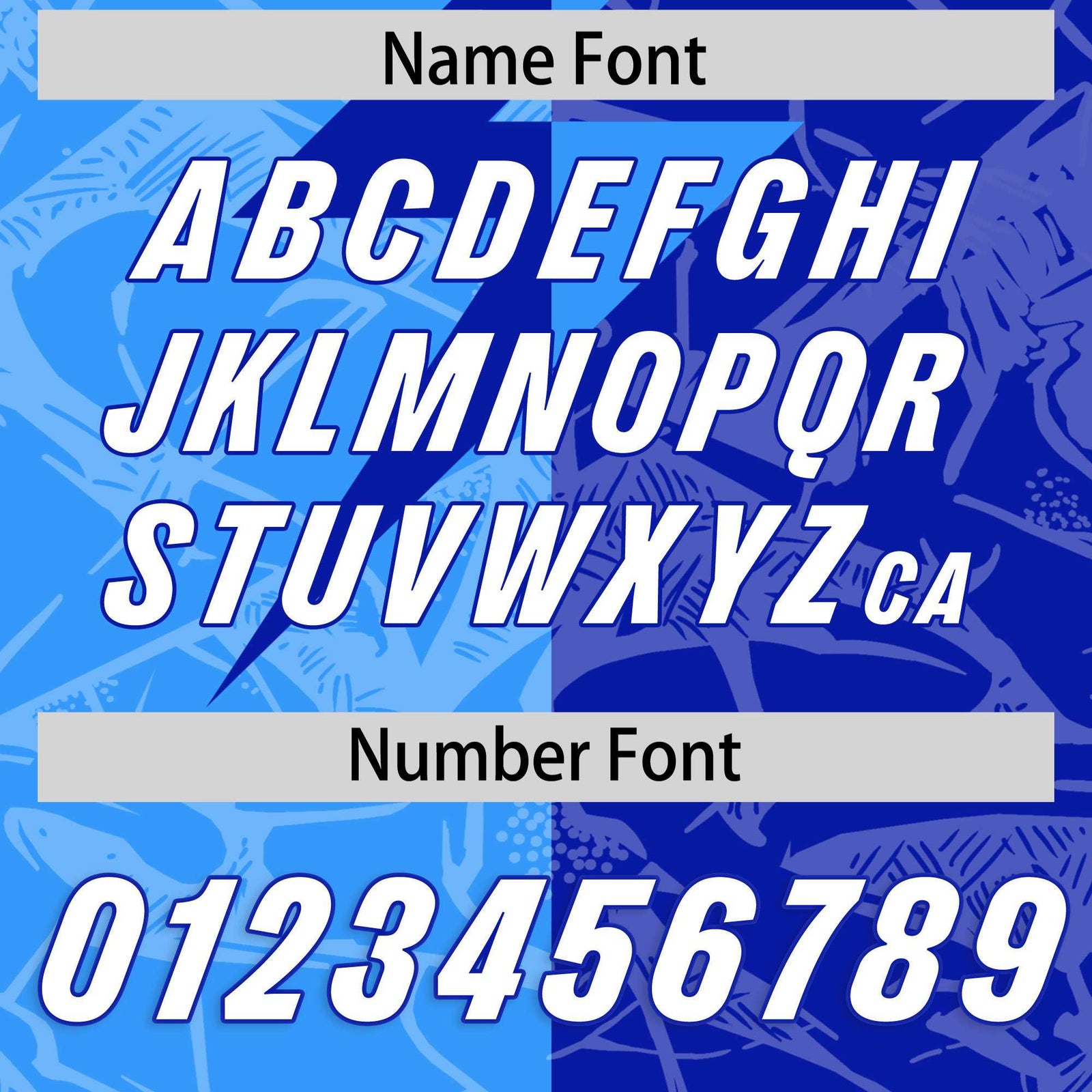 Custom Royal Light Blue Split Personalized Lightning Pattern Football Jersey