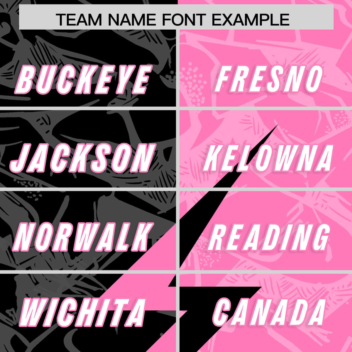 Custom Pink Black Split Personalized Lightning Pattern Football Jersey