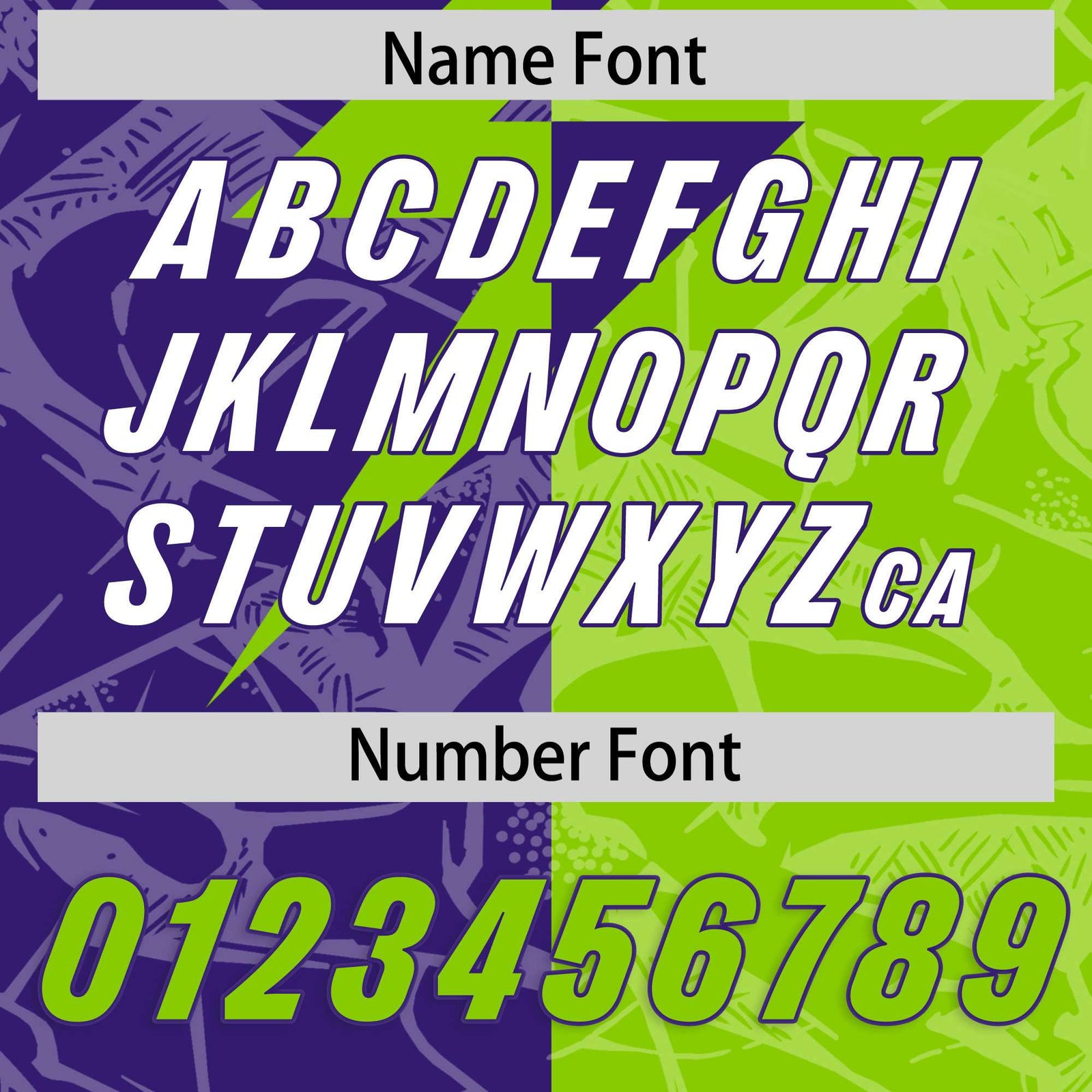 Custom Neon Green Purple Split Personalized Lightning Pattern Football Jersey