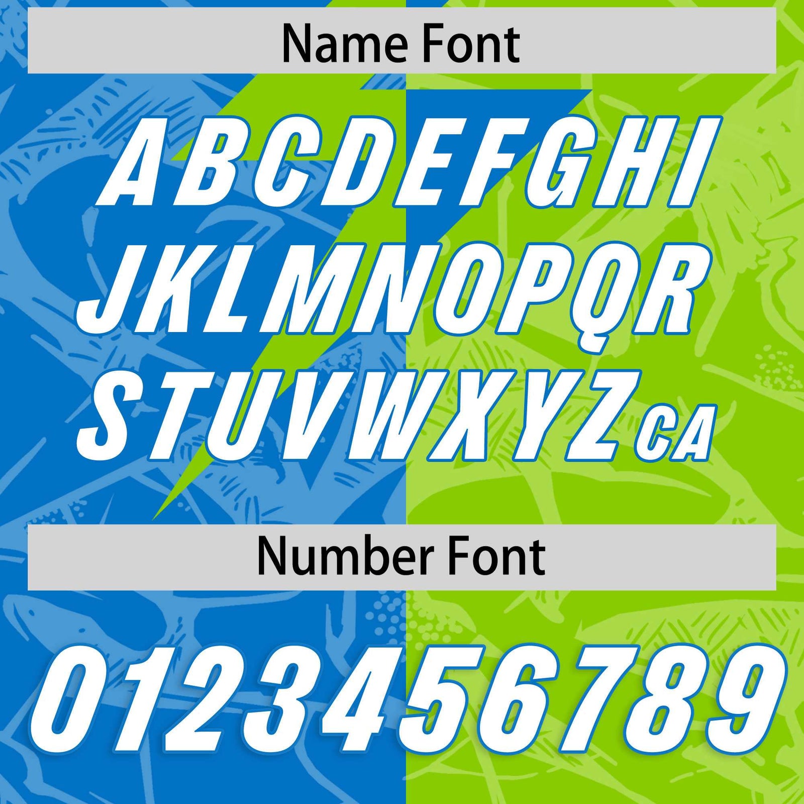 Custom Neon Green Panther Blue Split Personalized Lightning Pattern Football Jersey