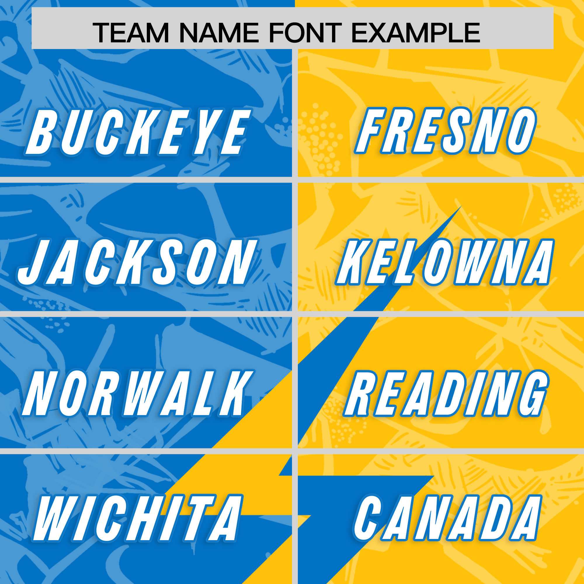 Custom Panther Blue Yellow Split Personalized Lightning Pattern Football Jersey