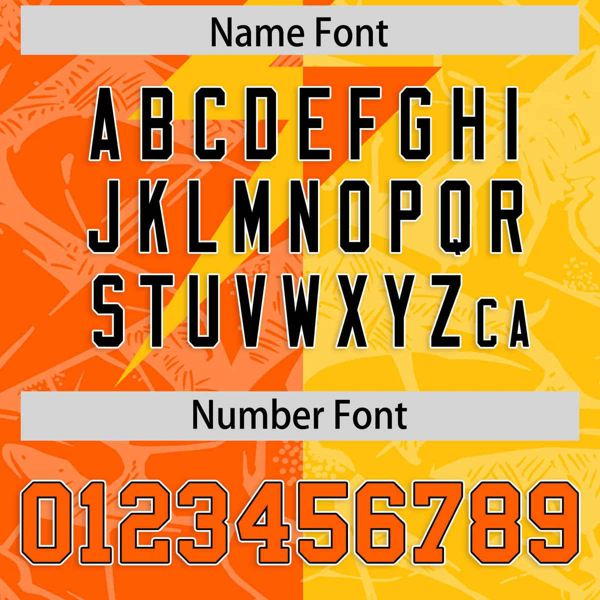 Custom Orange Yellow Split Personalized Lightning Pattern Football Jersey