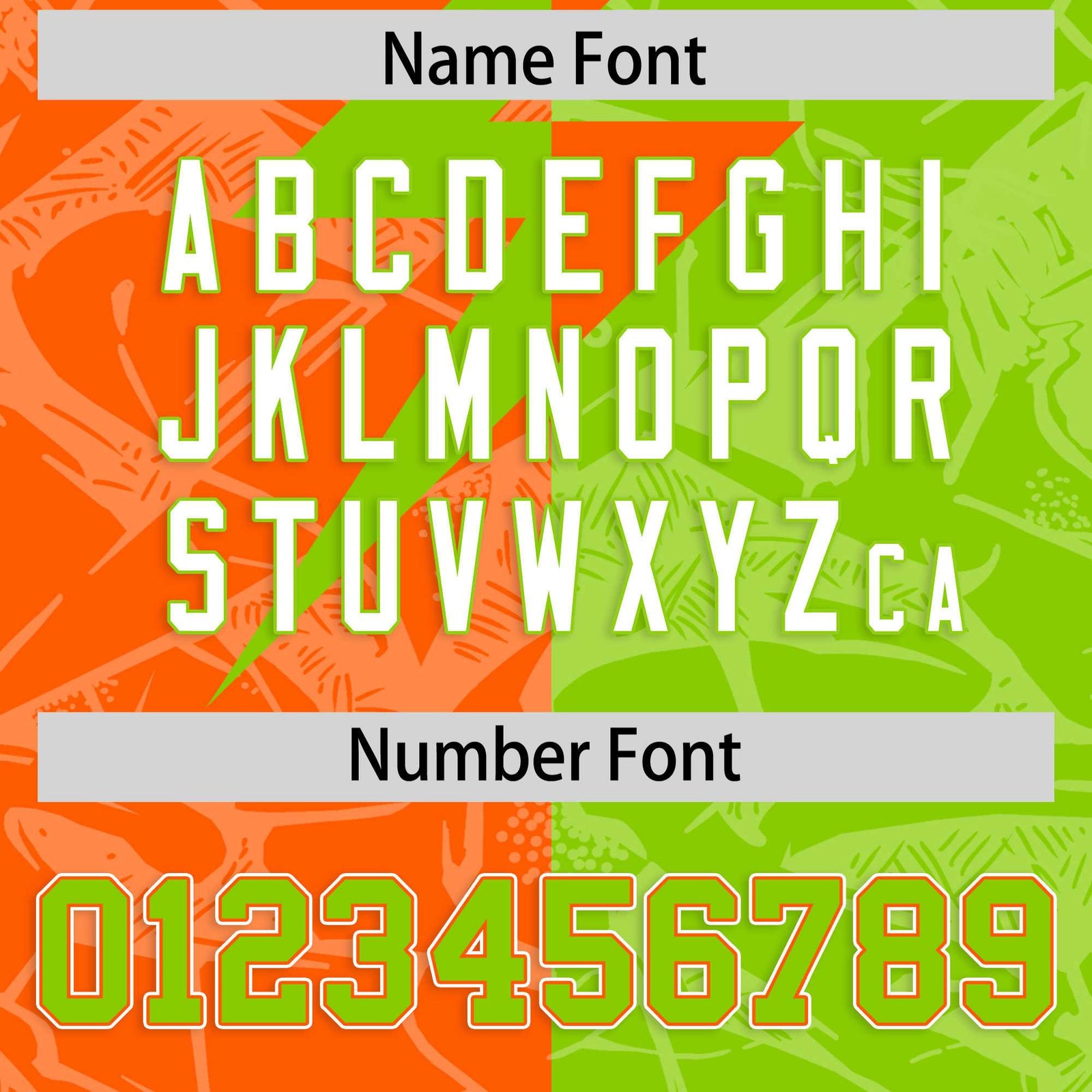 Custom Neon Green Orange Split Personalized Lightning Pattern Football Jersey