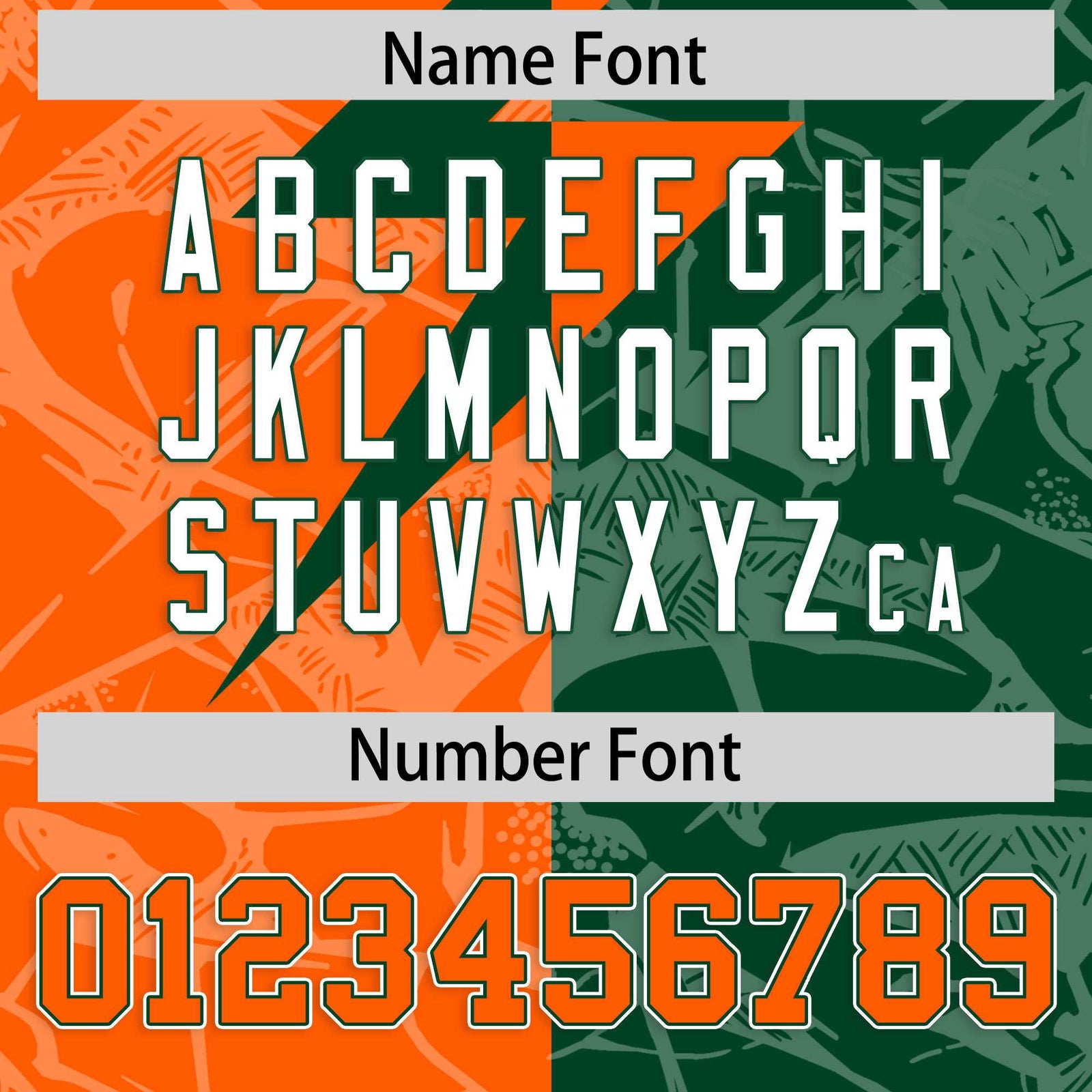 Custom Green Orange Split Personalized Lightning Pattern Football Jersey