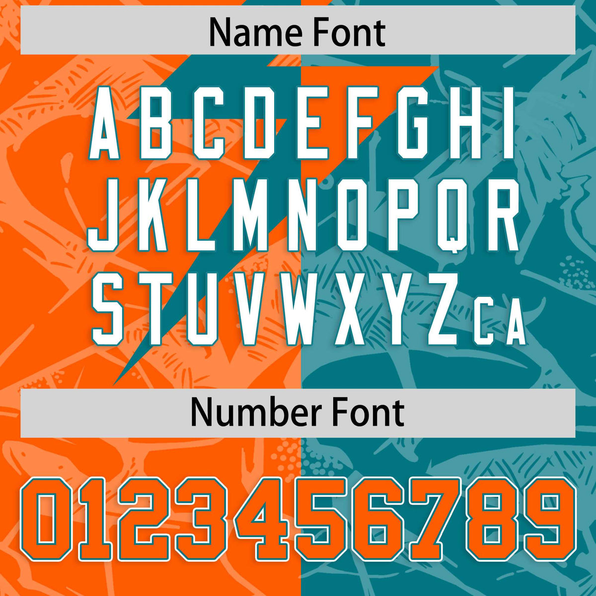 Custom Aqua Orange Split Personalized Lightning Pattern Football Jersey