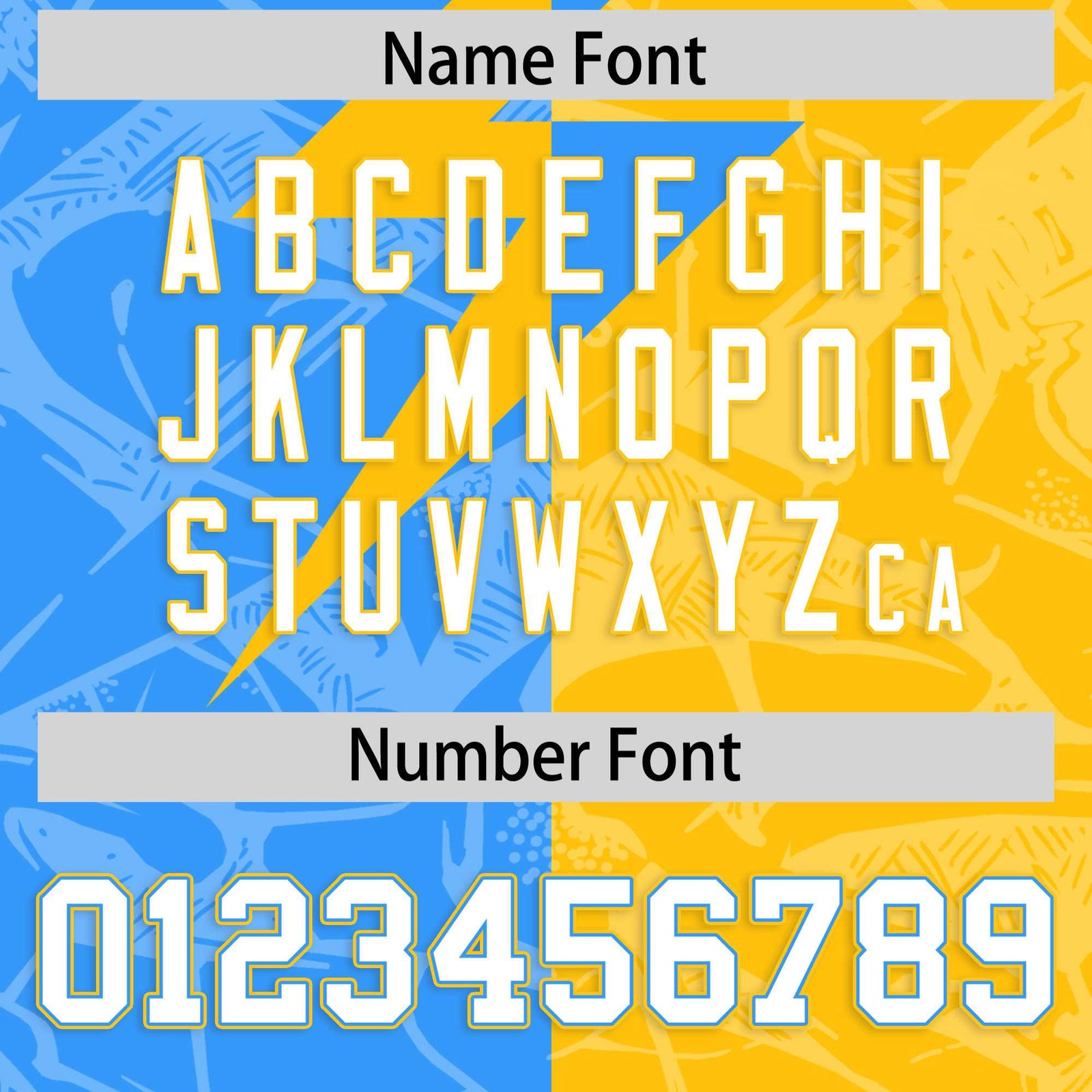 Custom Yellow Light Blue Split Personalized Lightning Pattern Football Jersey