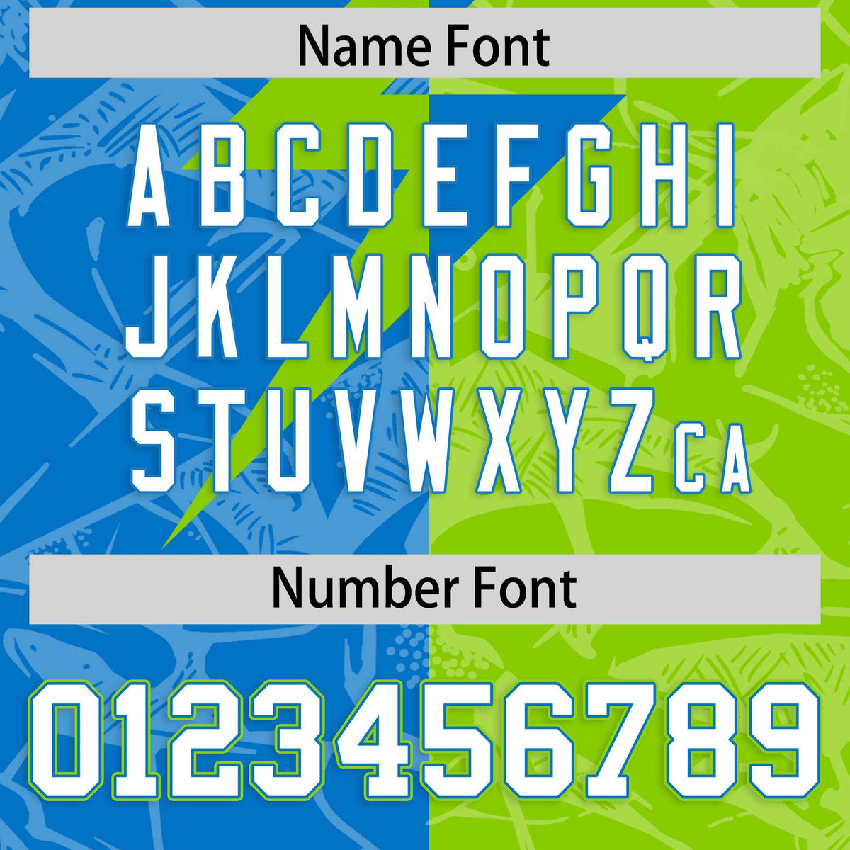 Custom Neon Green Panther Blue Split Personalized Lightning Pattern Football Jersey