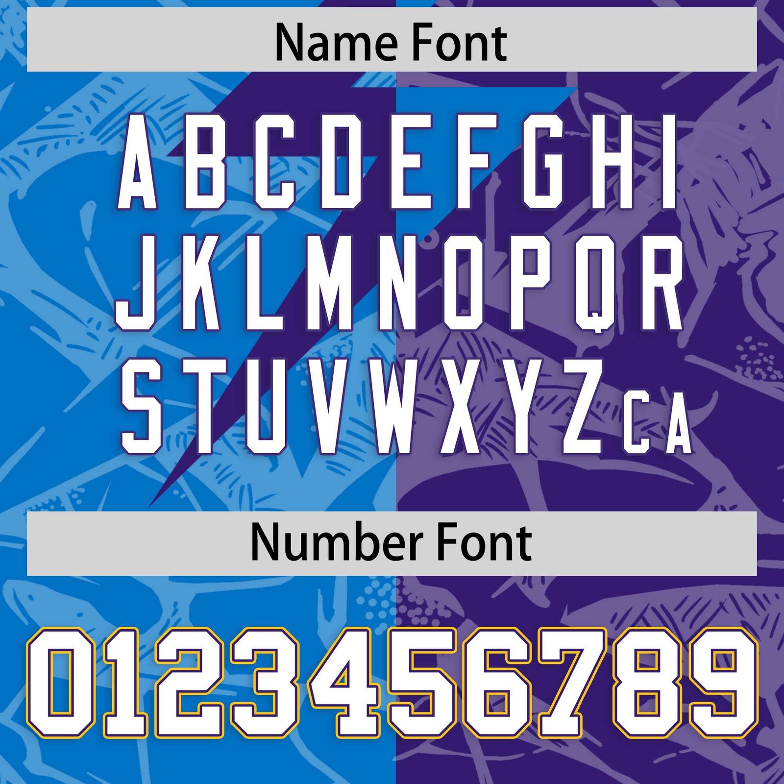 Custom Panther Blue Purple Split Personalized Lightning Pattern Football Jersey