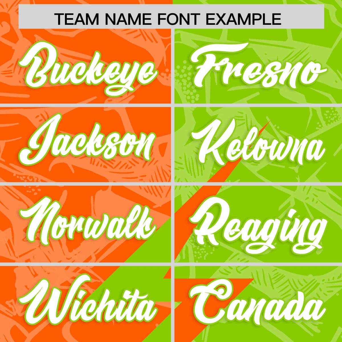 Custom Neon Green Orange Split Personalized Lightning Pattern Football Jersey