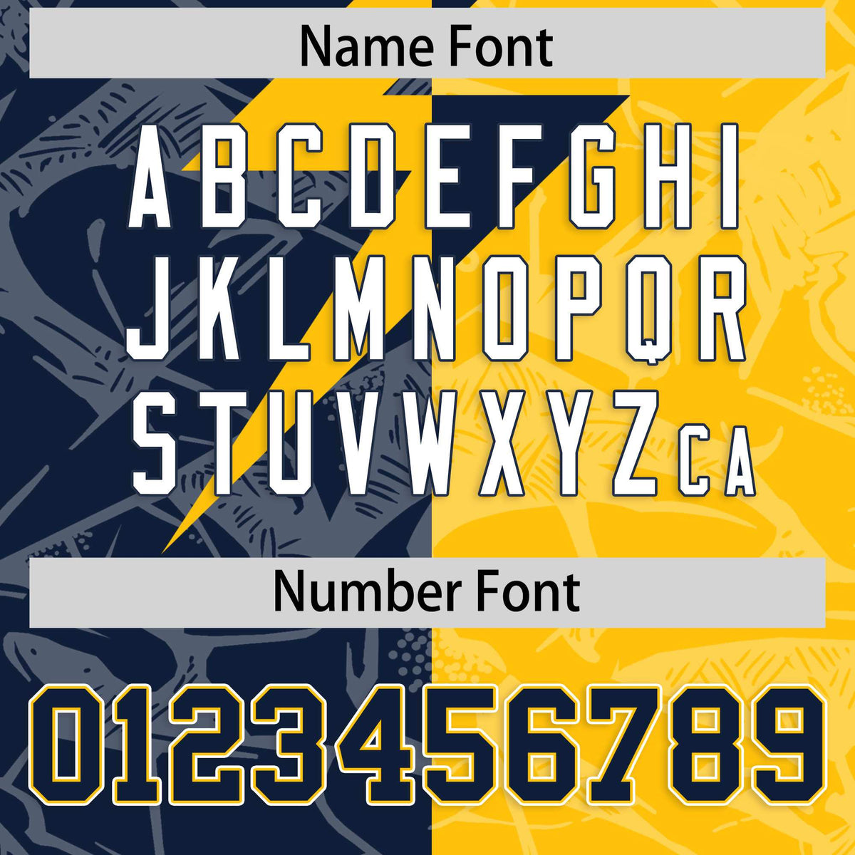 Custom Gold Navy Split Personalized Lightning Pattern Football Jersey