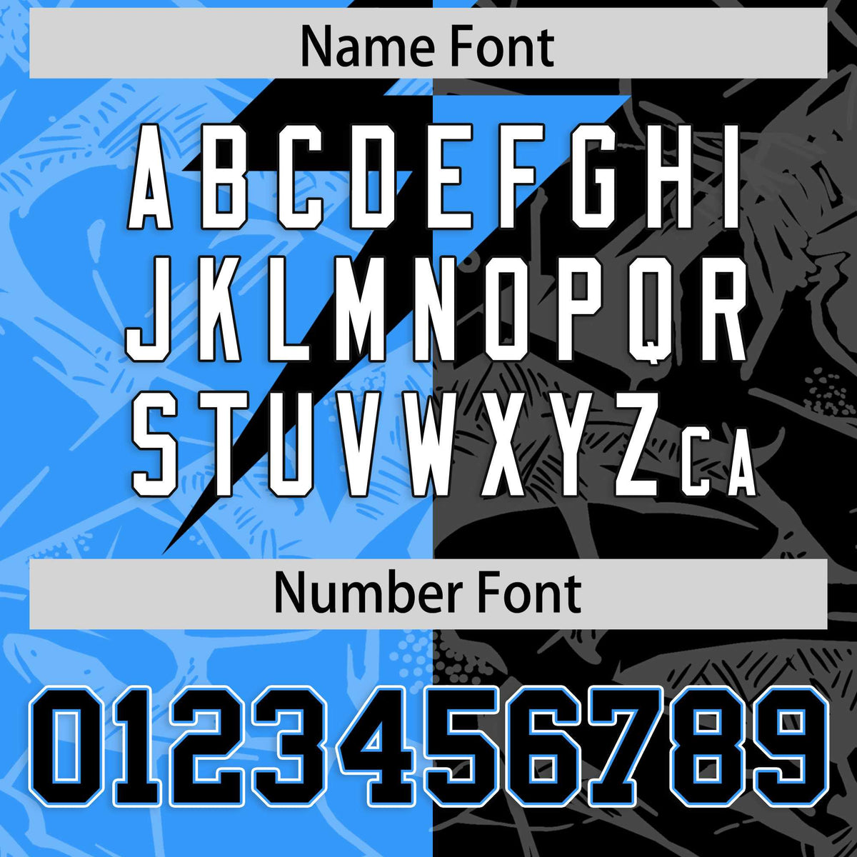 Custom Black Light Blue Split Personalized Lightning Pattern Football Jersey